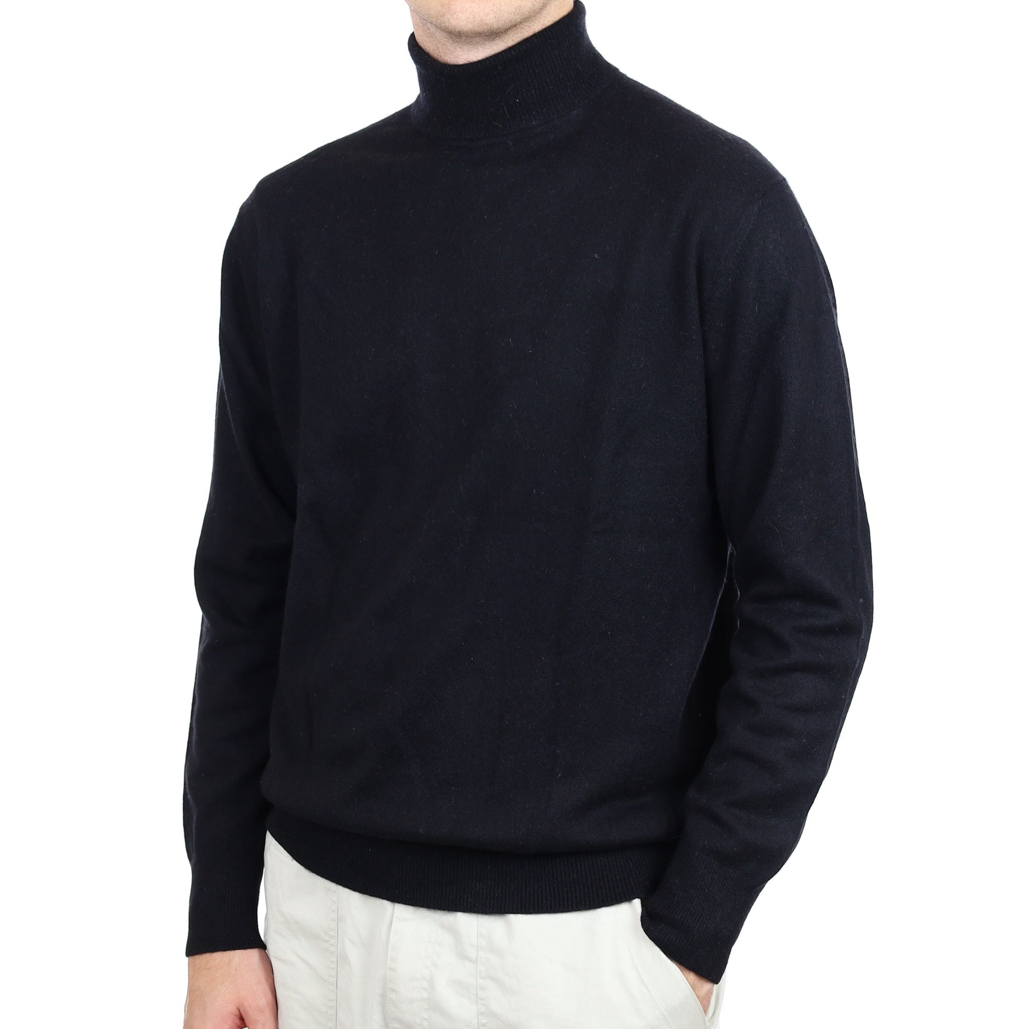 Men's Black Cashmere Polo Neck Jumper Large
