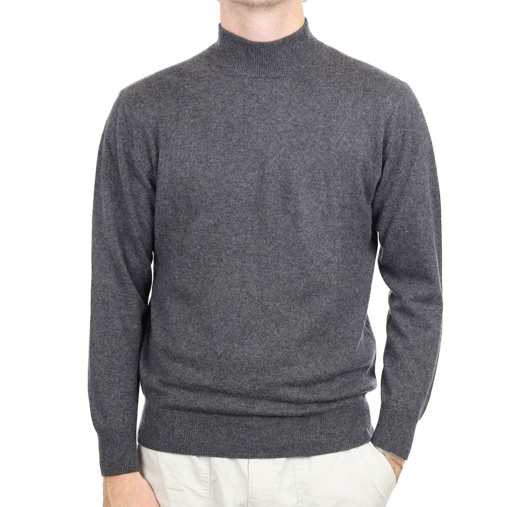Men's Slate Grey Cashmere Turtle Neck Jumper Large