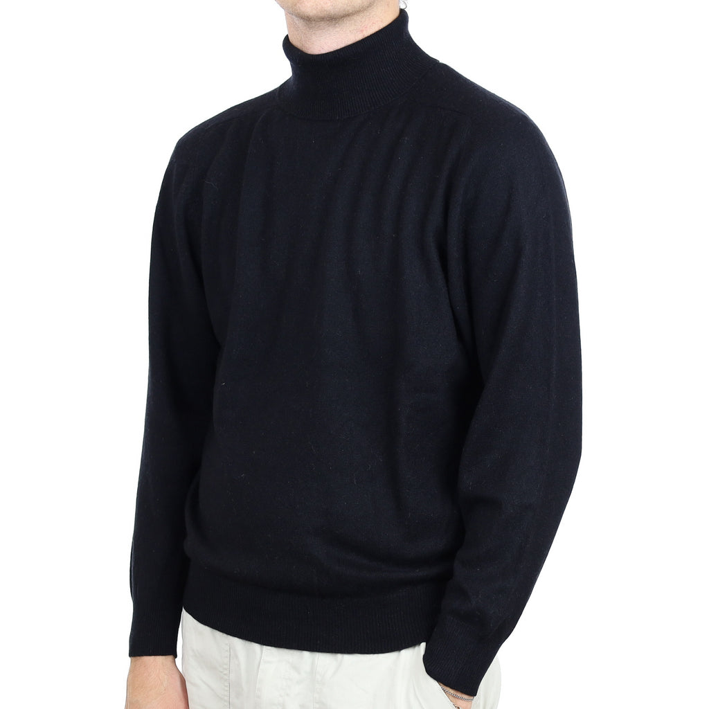 Men's Black Cashmere Polo Neck Jumper Large