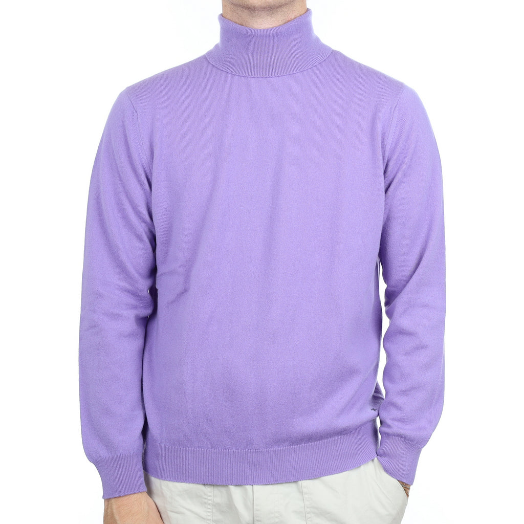 Men's Alex Begg Lavender Purple Cashmere Polo Neck Jumper Large