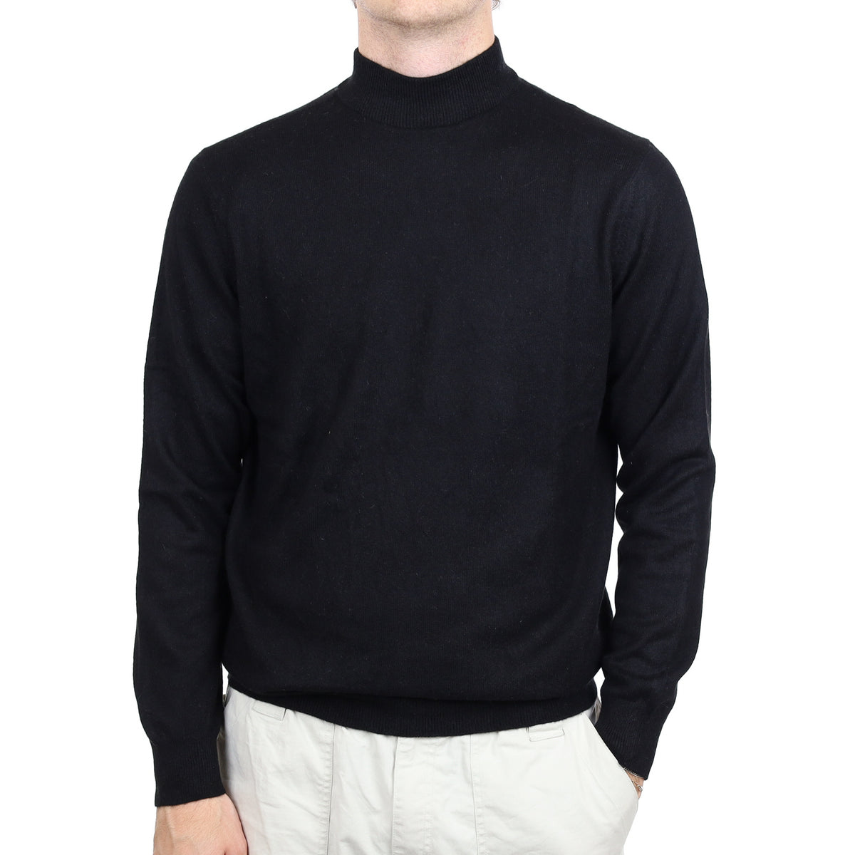 Men's Black Cashmere Turtleneck Jumper Large