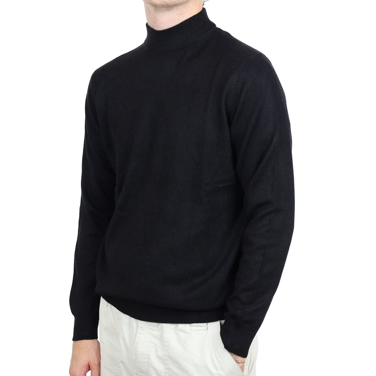 Men's Black Cashmere Turtleneck Jumper Large