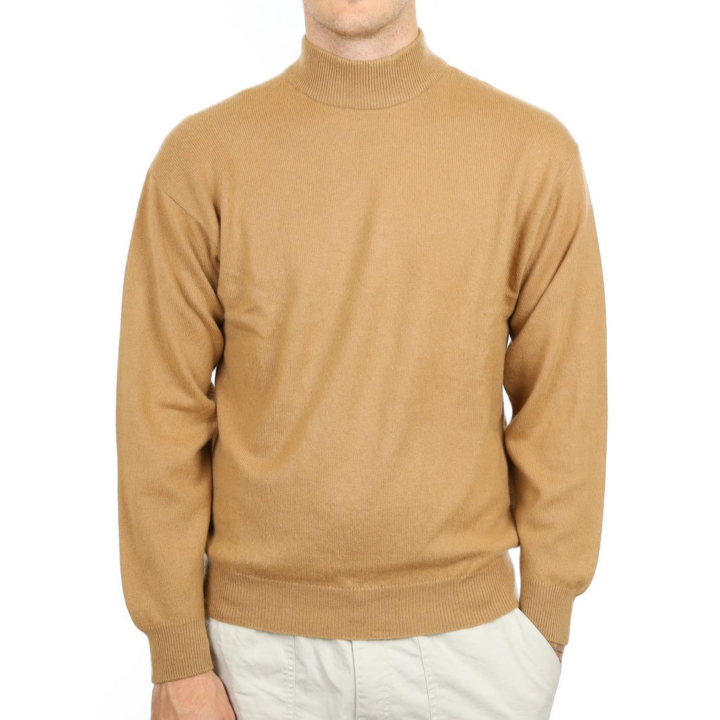 Men's Caramel Brown Cashmere Turtle Neck Jumper Large
