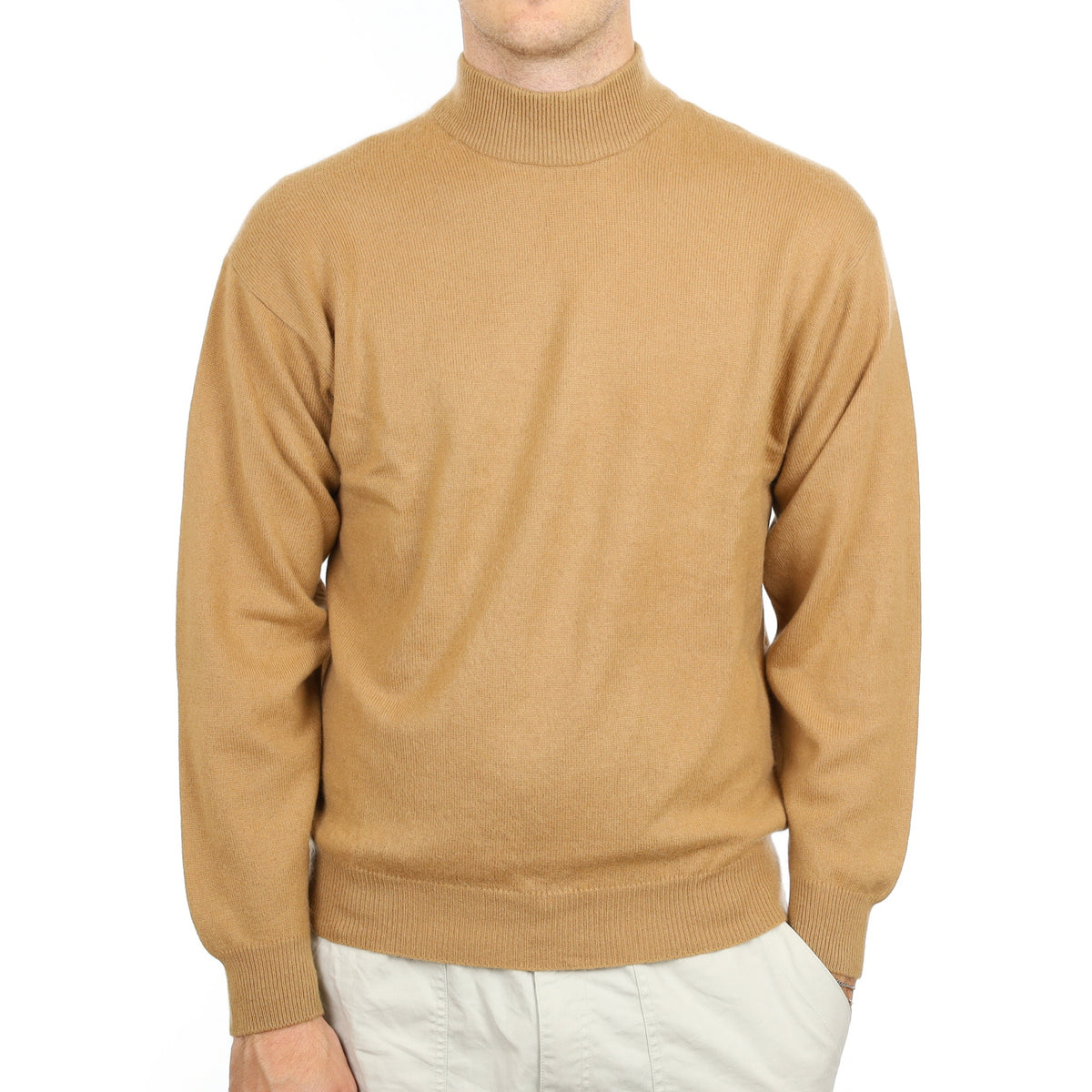 Men's Caramel Brown Cashmere Turtle Neck Jumper Large