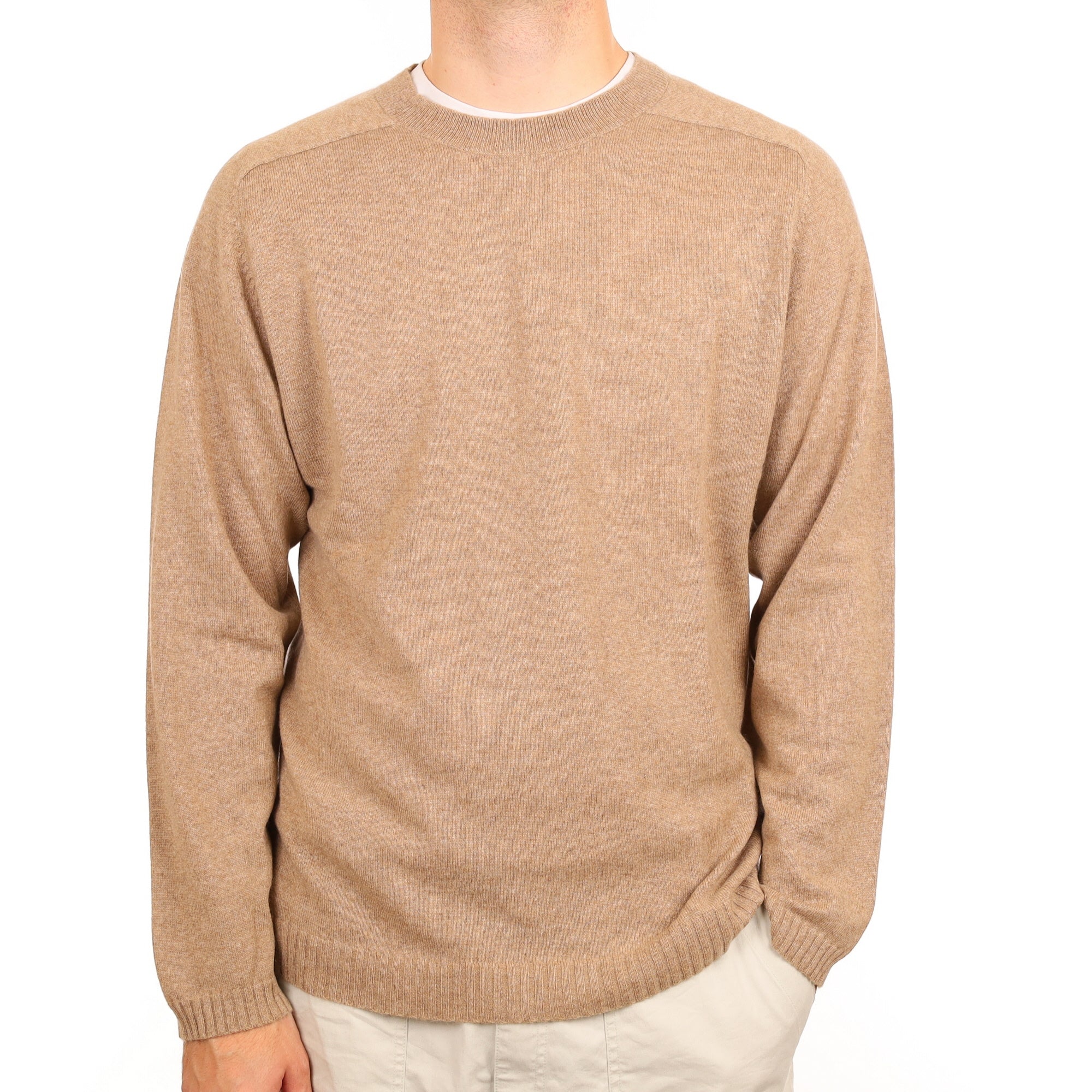 Men's Fudge Brown Cashmere Crew Neck Jumper Large