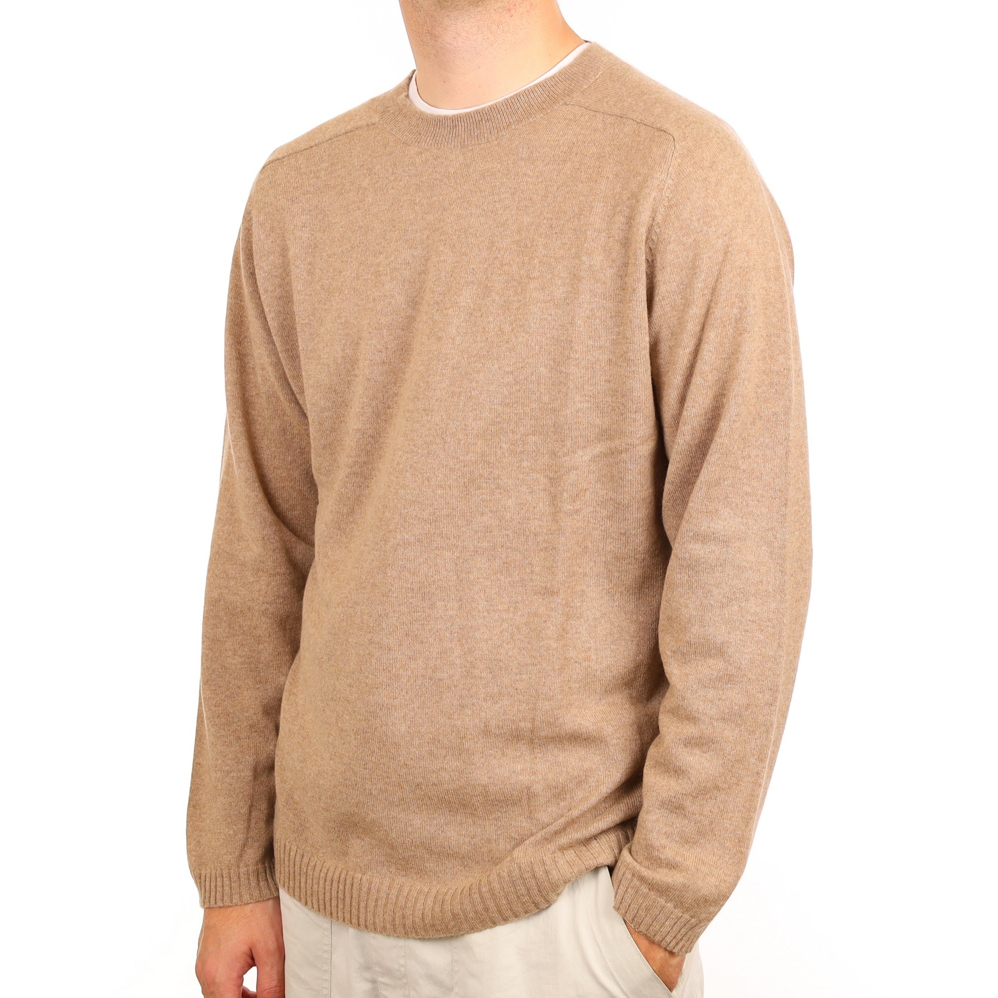 Men's Fudge Brown Cashmere Crew Neck Jumper Large