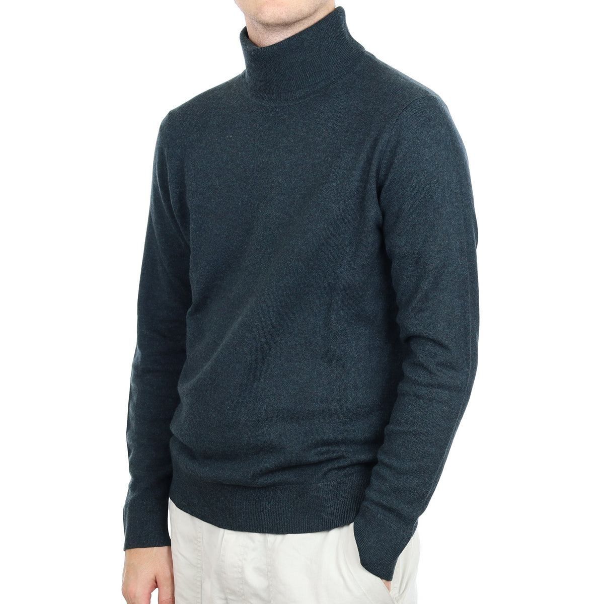 Men's Deep Green Cashmere Crew Neck Jumper Large
