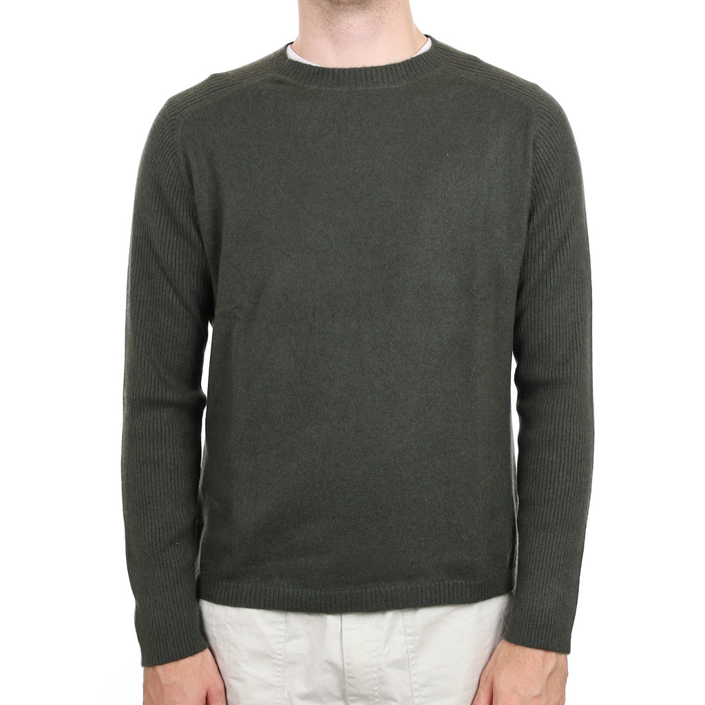 Men's Moss Green Cashmere Crew Neck Jumper Large