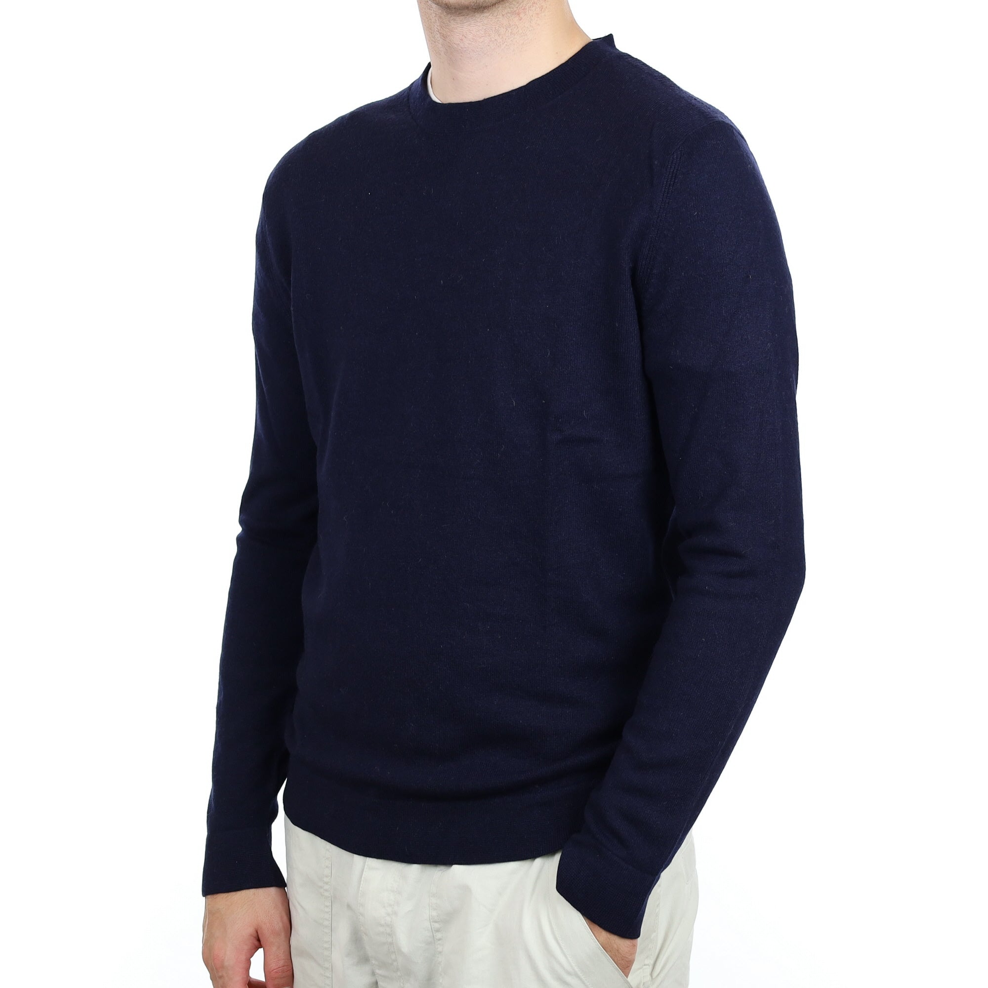 Men's Navy Cashmere Crew Neck Jumper Large