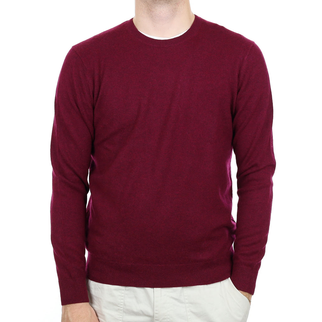 Men's Mulberry Purple Cashmere Crew Neck Jumper Large