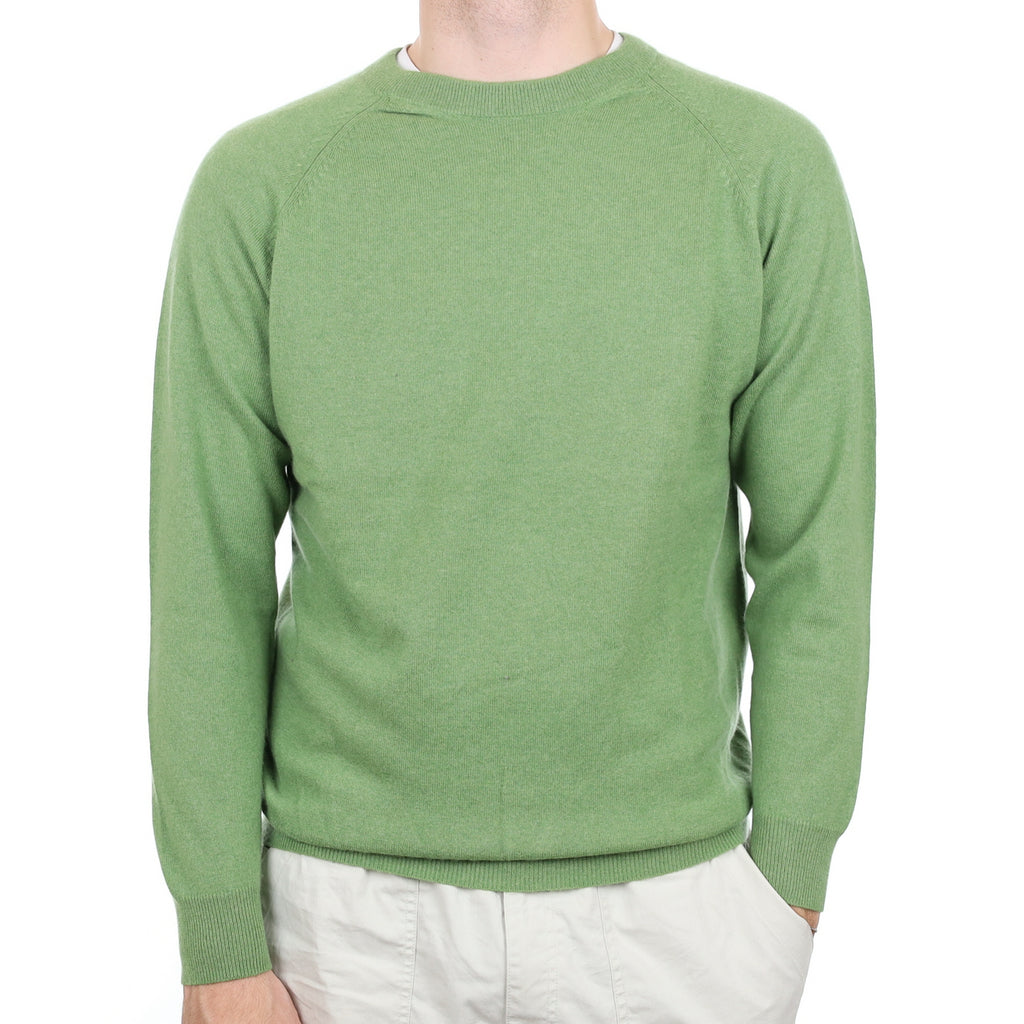 Men's Pear Green Cashmere Crew Neck Jumper Large