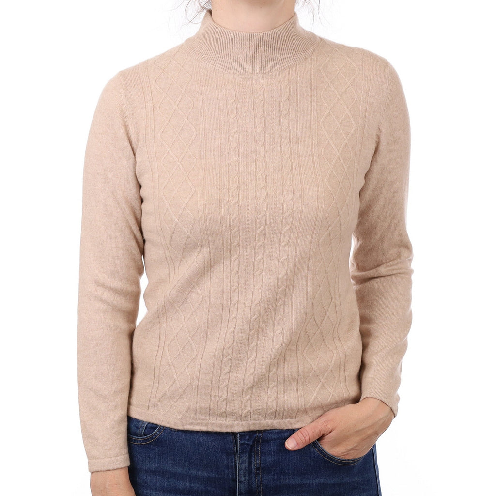 Fawn Textured Cashmere Turtleneck Jumper Small