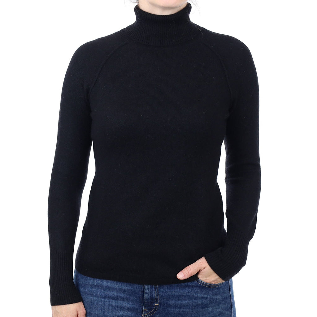 Black Cashmere Polo Neck Jumper Small