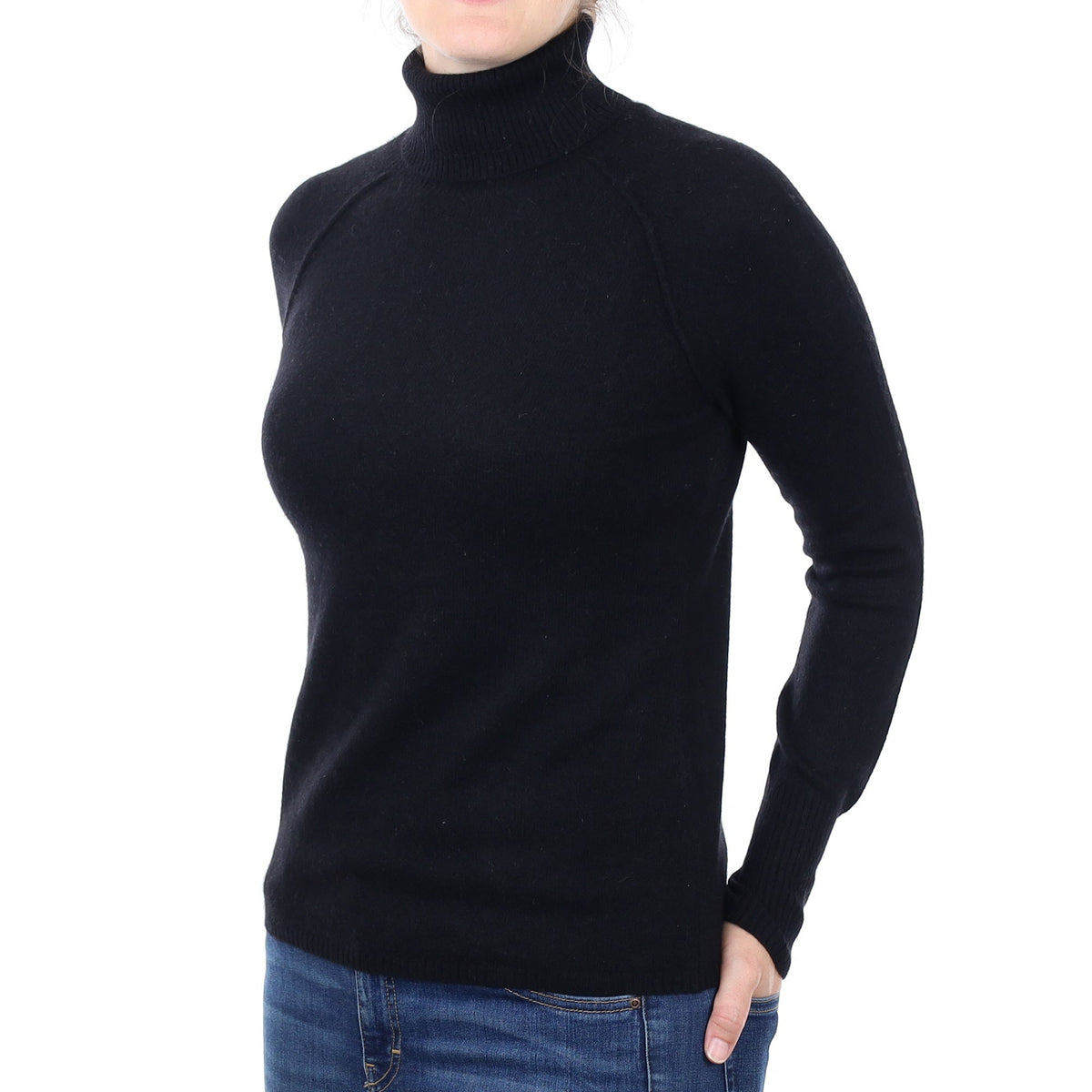 Black Cashmere Polo Neck Jumper Small