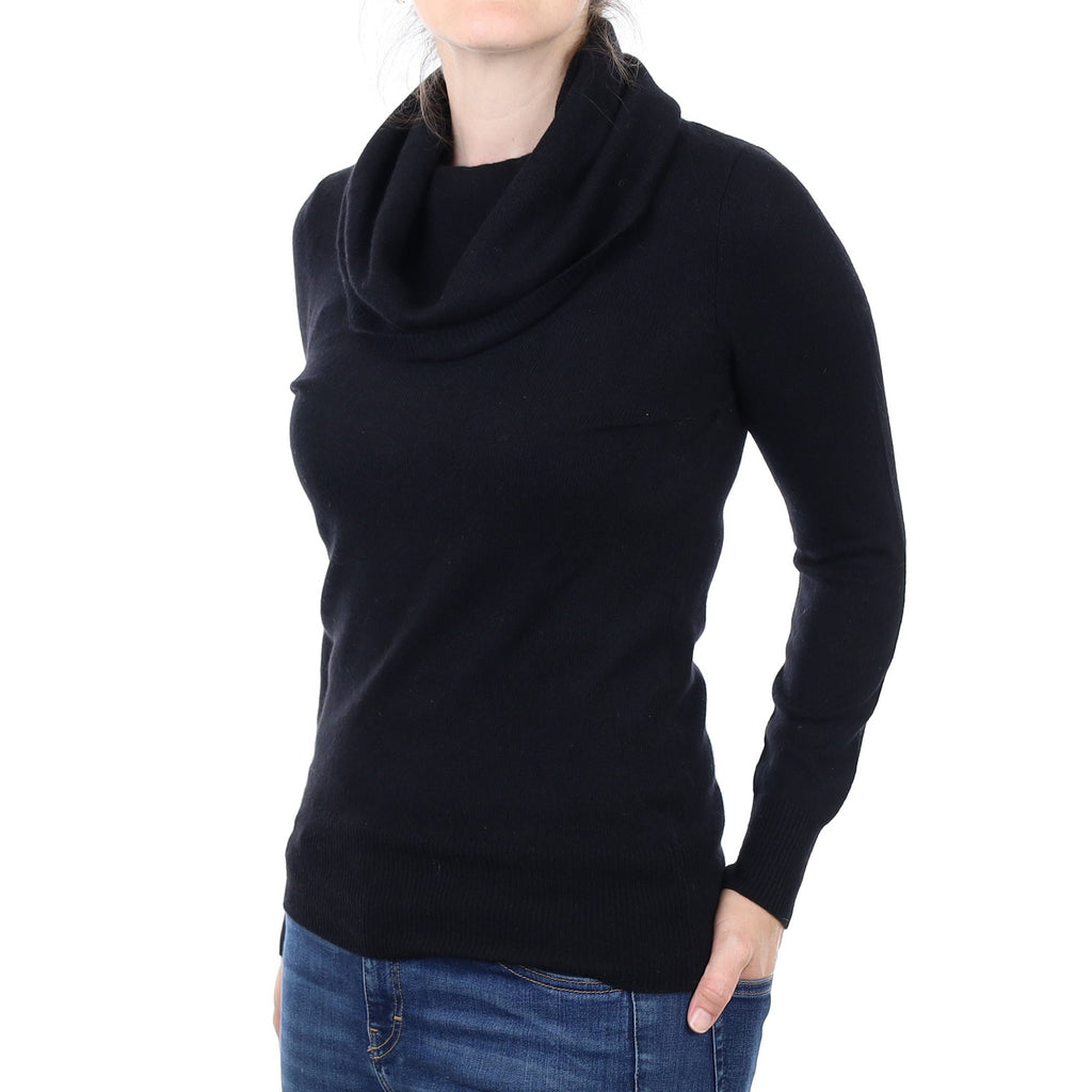 Black Cashmere Cowl Neck Jumper Small