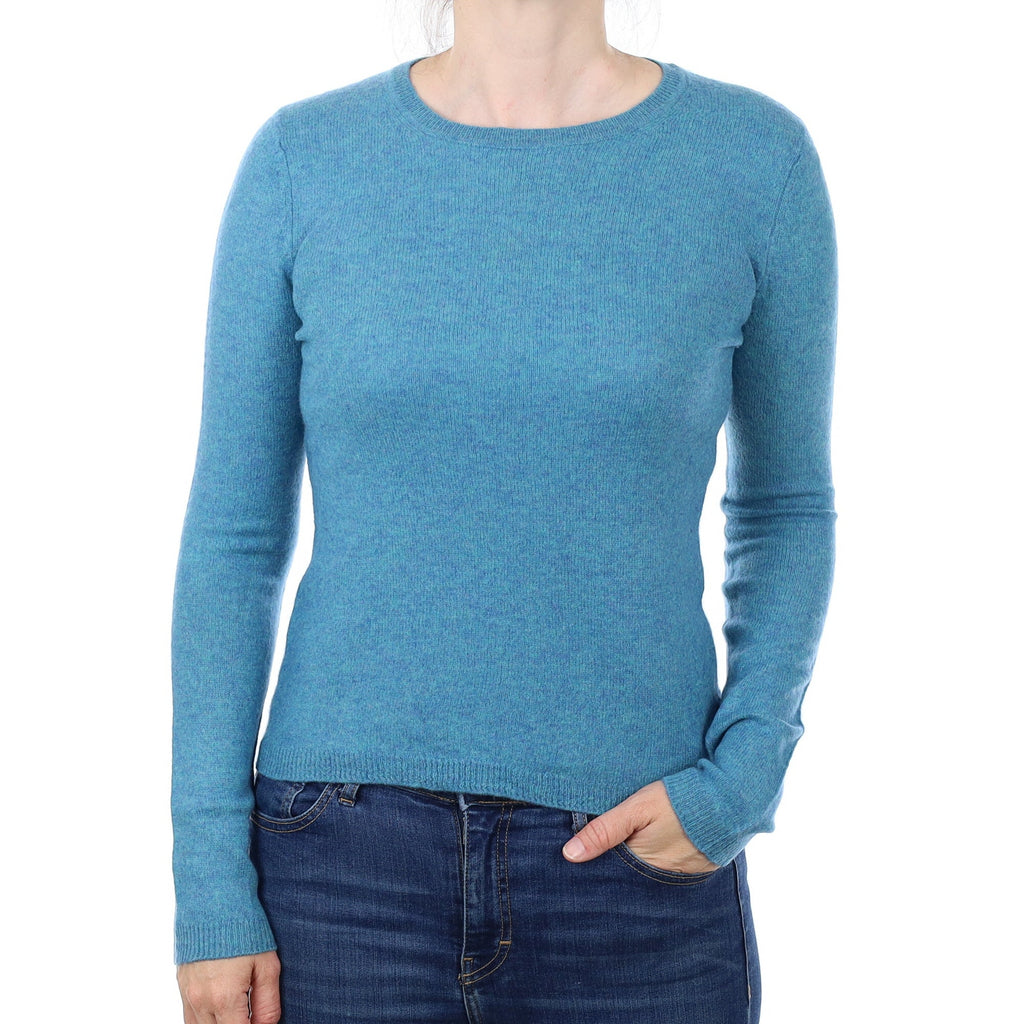 Aqua Marl Cashmere Crew Neck Jumper Small