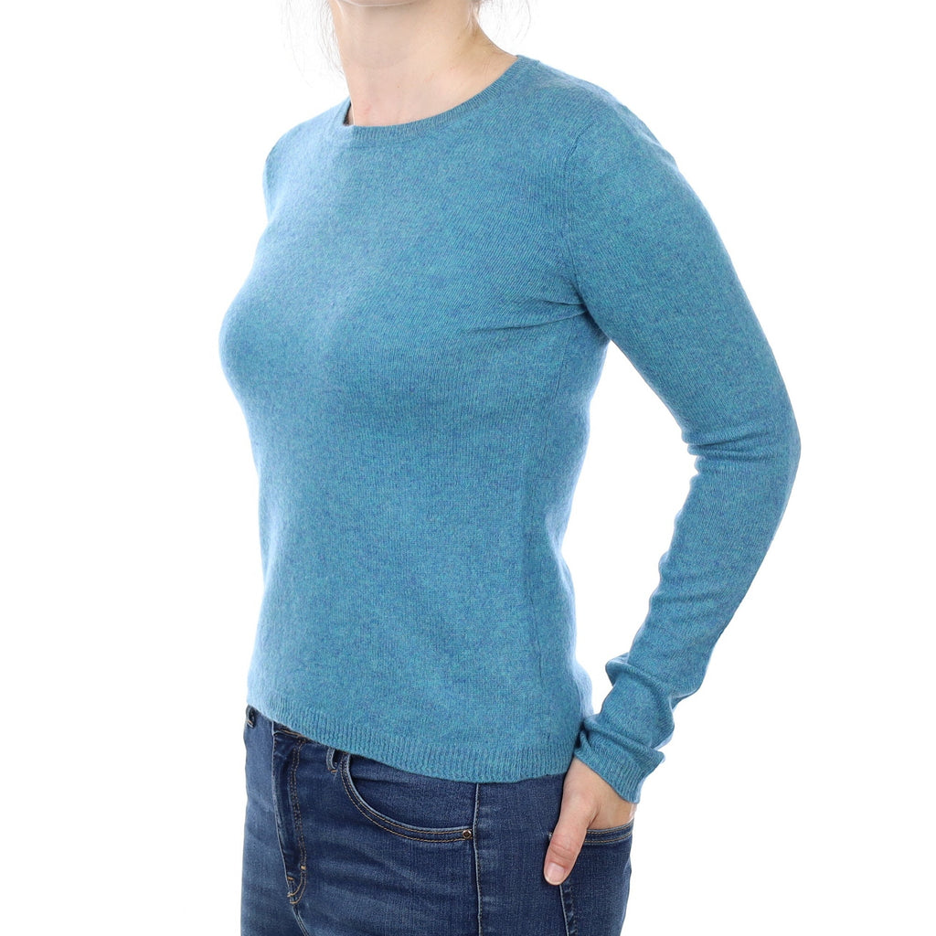 Aqua Marl Cashmere Crew Neck Jumper Small