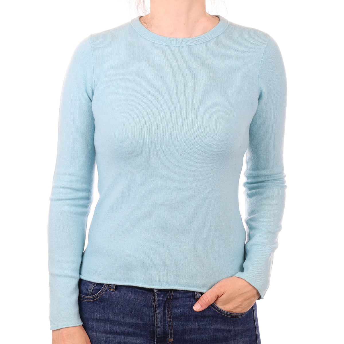 Aqua Blue Cashmere Crew Neck Jumper Small