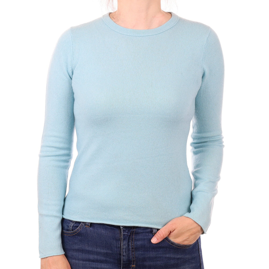 Aqua Blue Cashmere Crew Neck Jumper Small