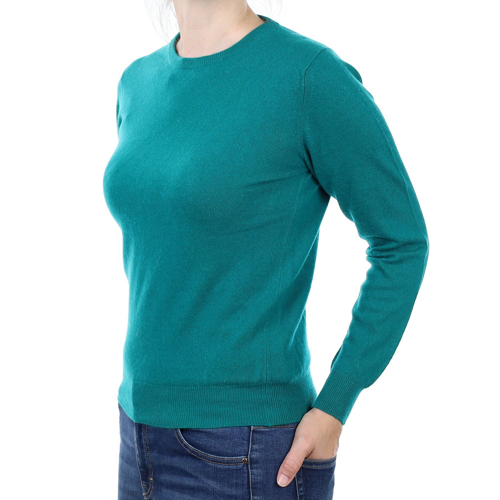 Vintage Pringle Peacock Green Cashmere Crew Neck Jumper Small