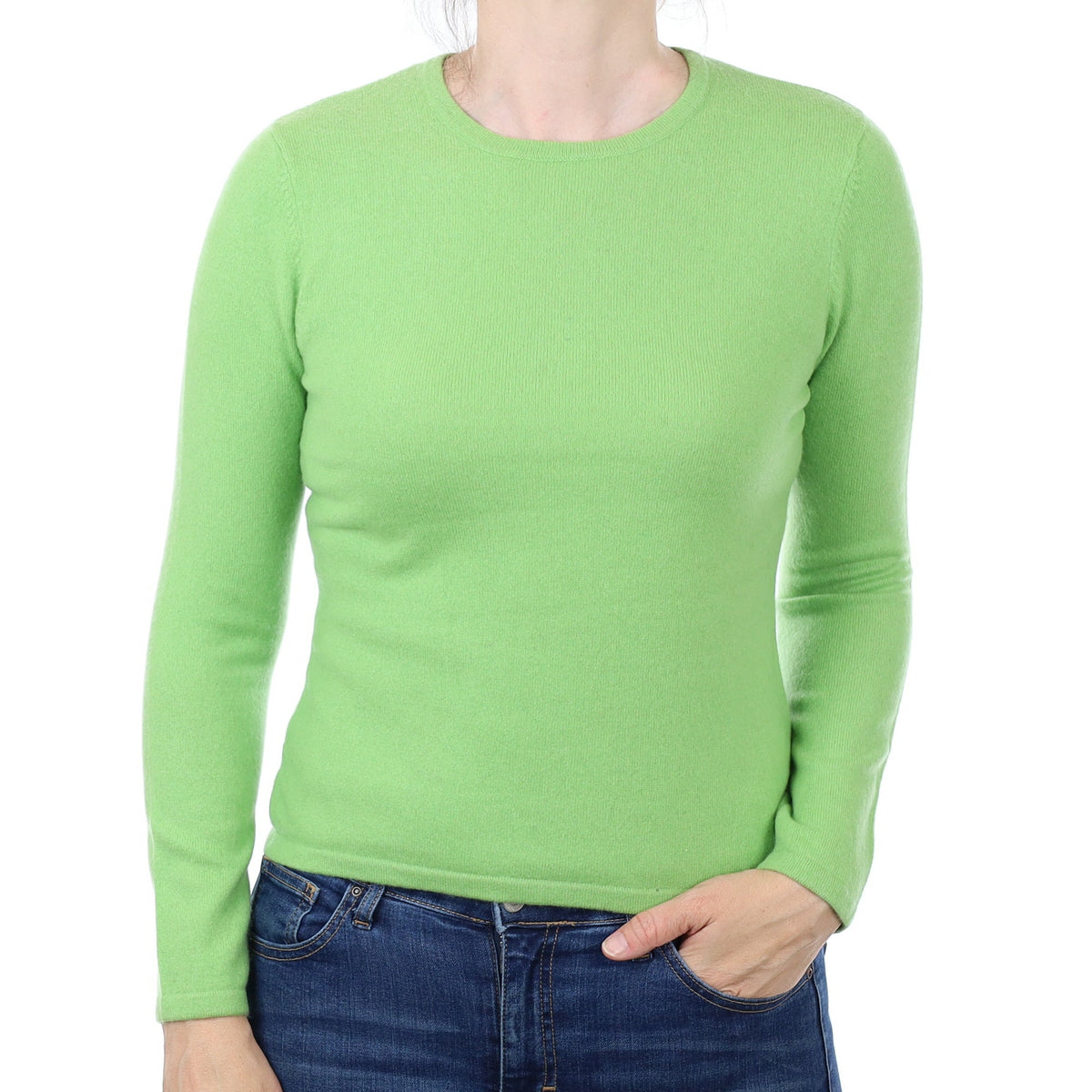 Lime Green Cashmere Crew Neck Jumper Small