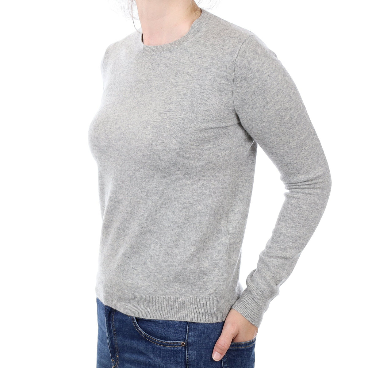 Smoke Grey Cashmere Crew Neck Jumper Small