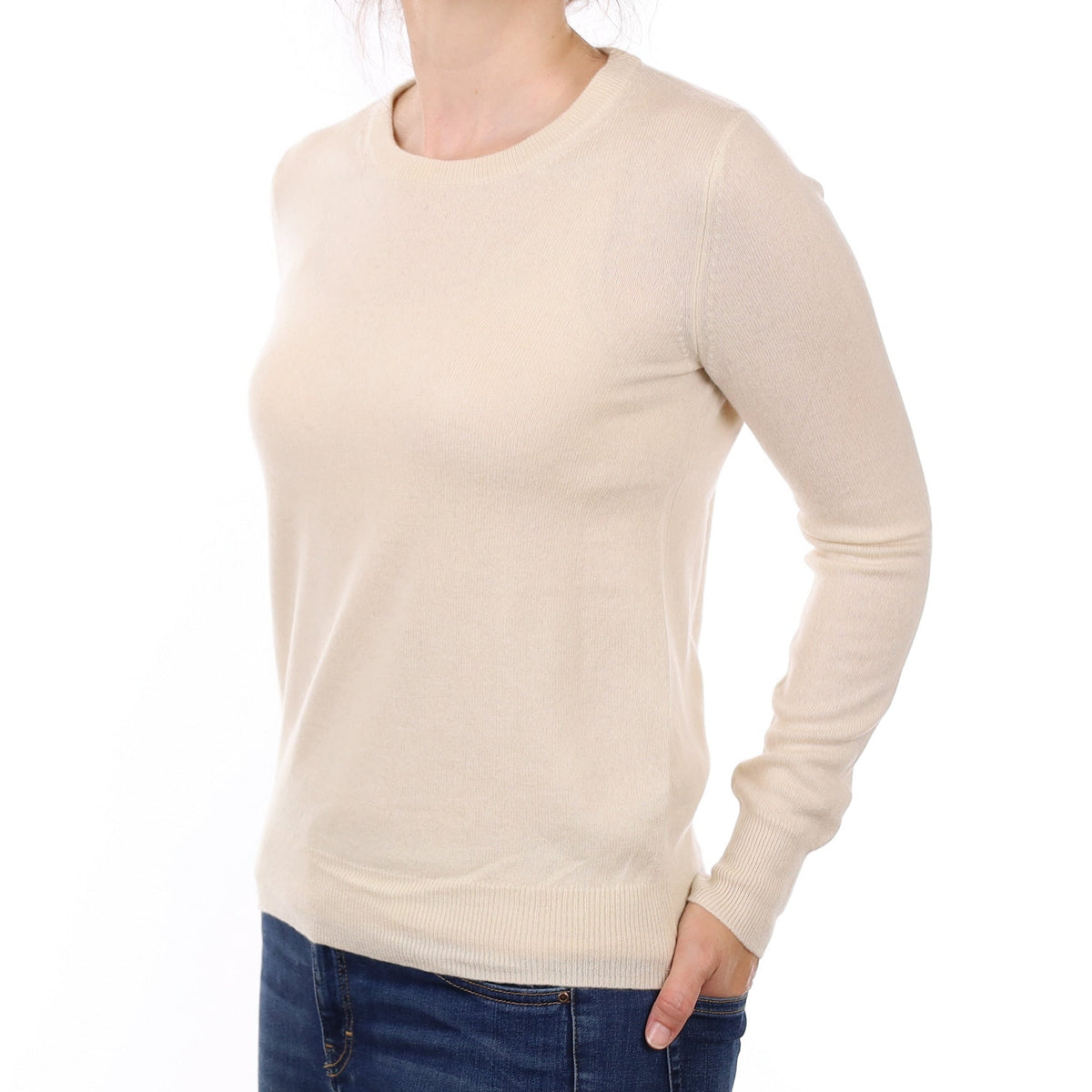 Antique Cream Cashmere Crew Neck Jumper Small