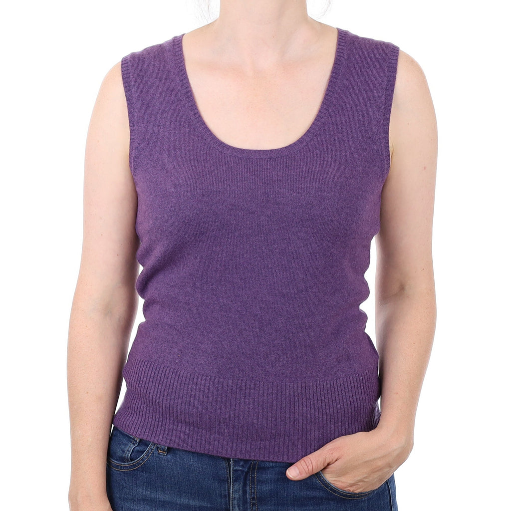 Grape Purple Cashmere V Neck Tank Top Small