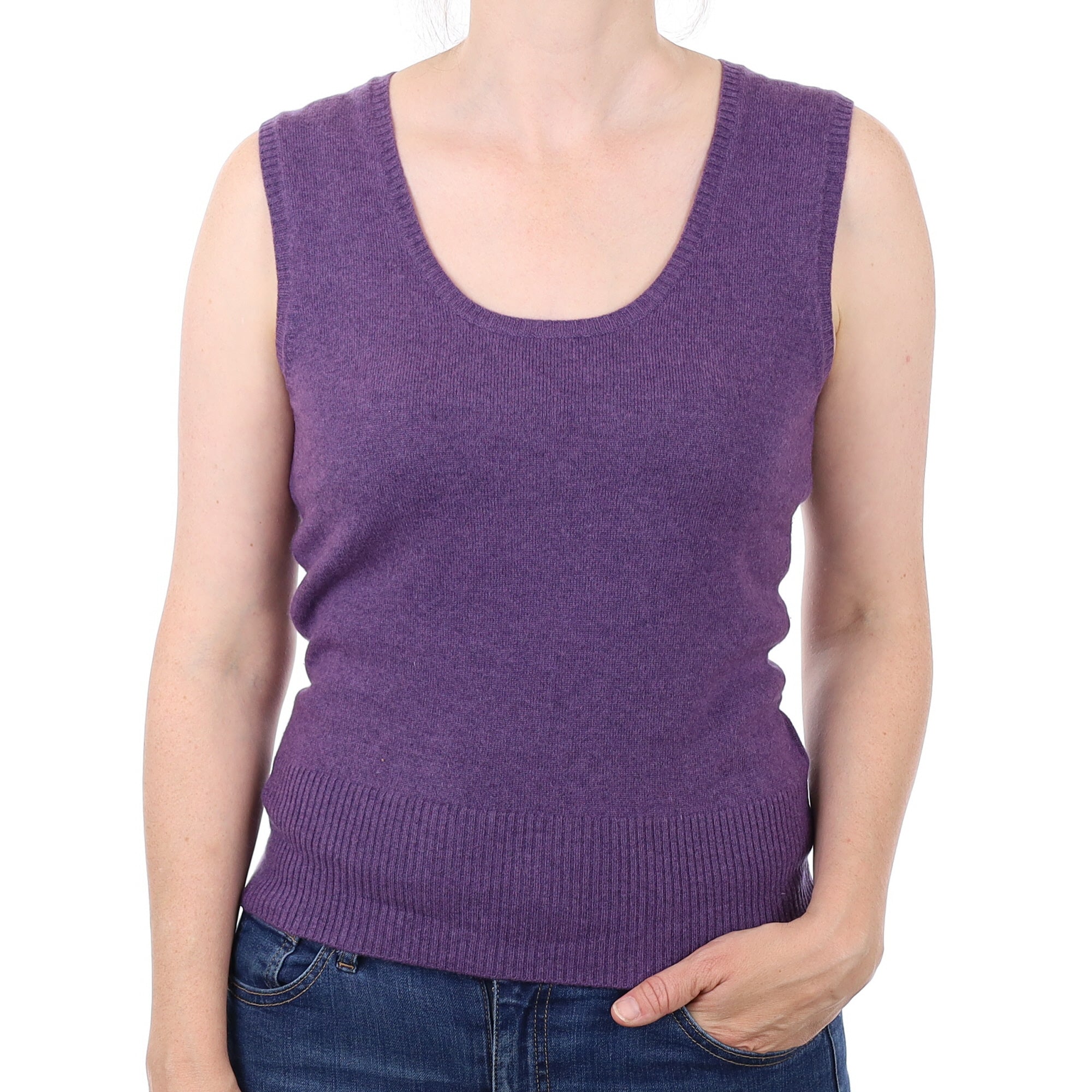 Grape Purple Cashmere V Neck Tank Top Small