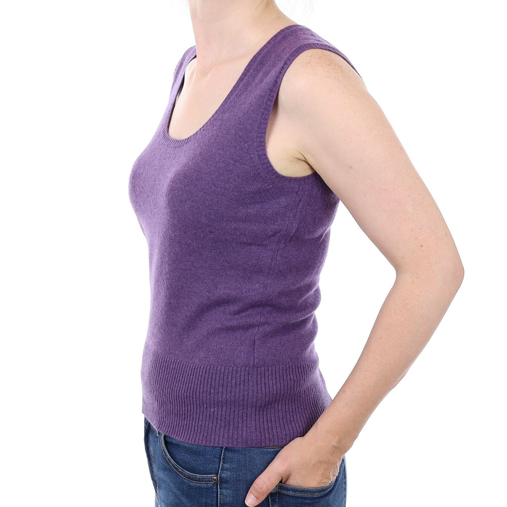 Grape Purple Cashmere V Neck Tank Top Small