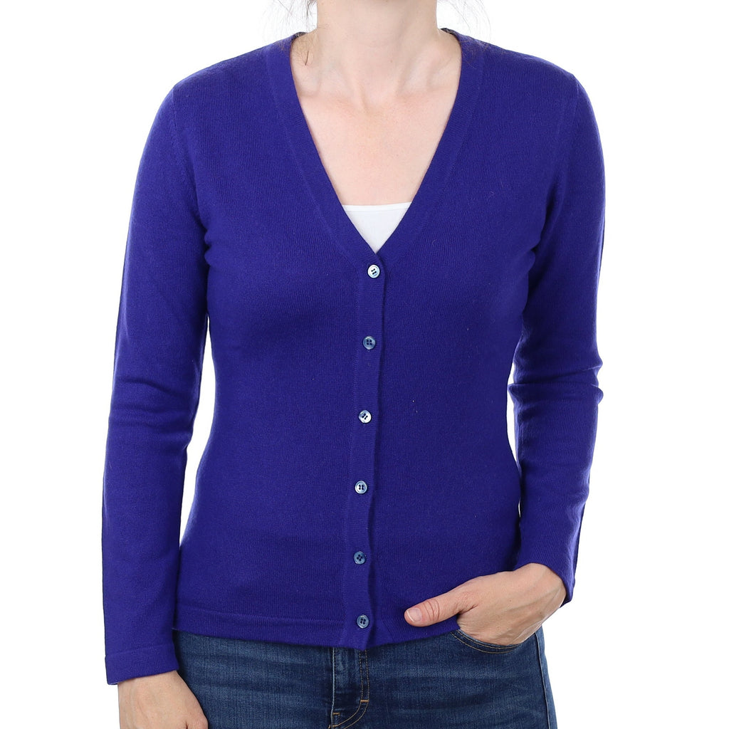 Indigo Blue Cashmere V Neck Cardigan Small
