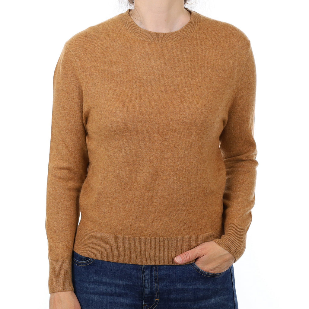 Toffee Brown Cashmere Crew Neck Jumper Small