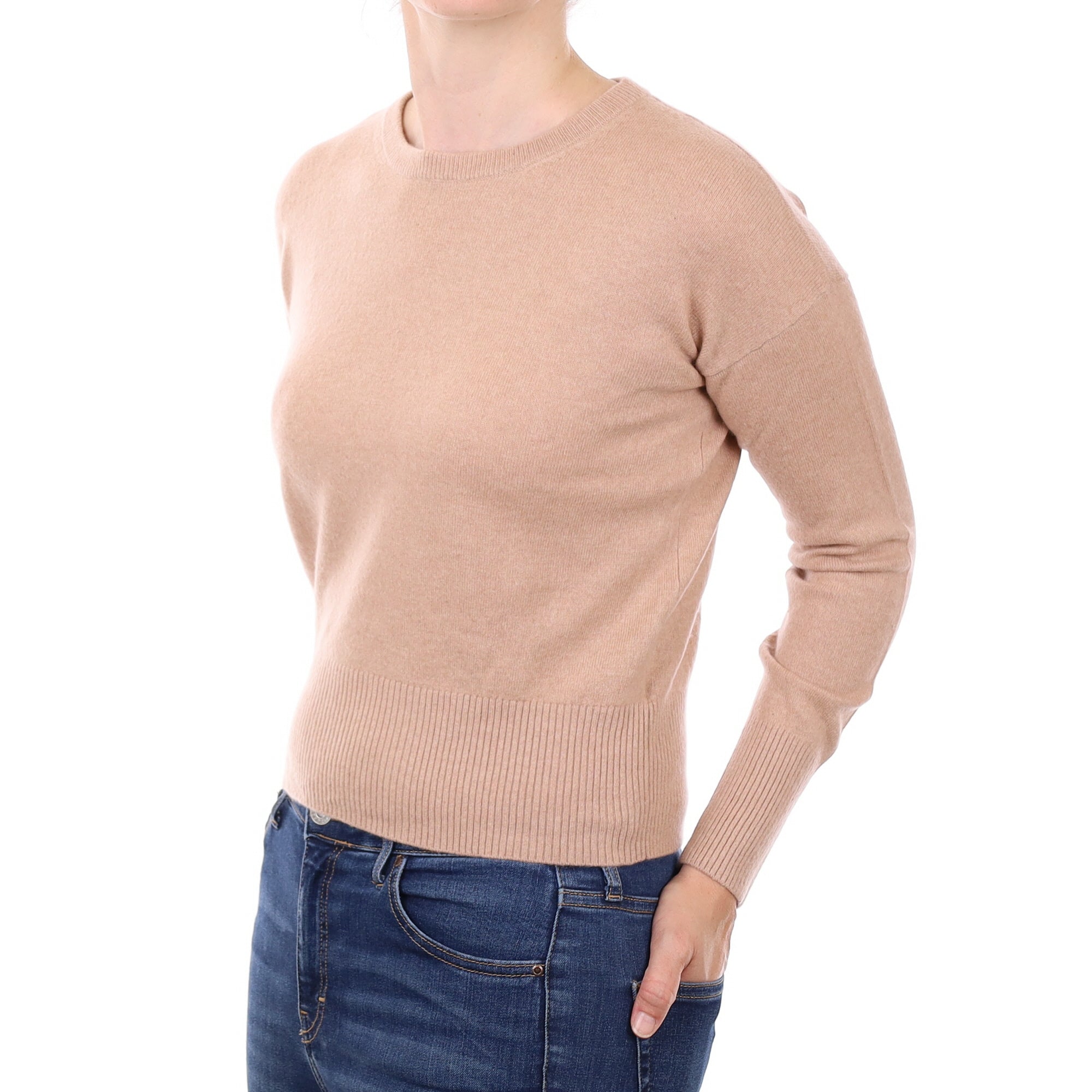 Nude Beige Cashmere Crew Neck Jumper Small