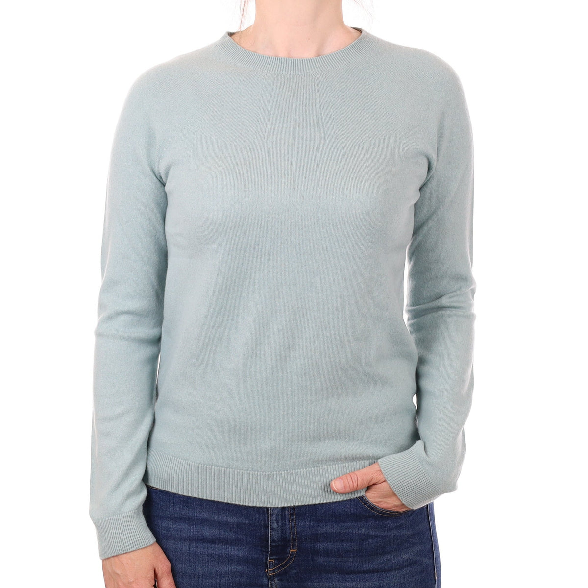 Duck Egg Cashmere Crew Neck Jumper Small