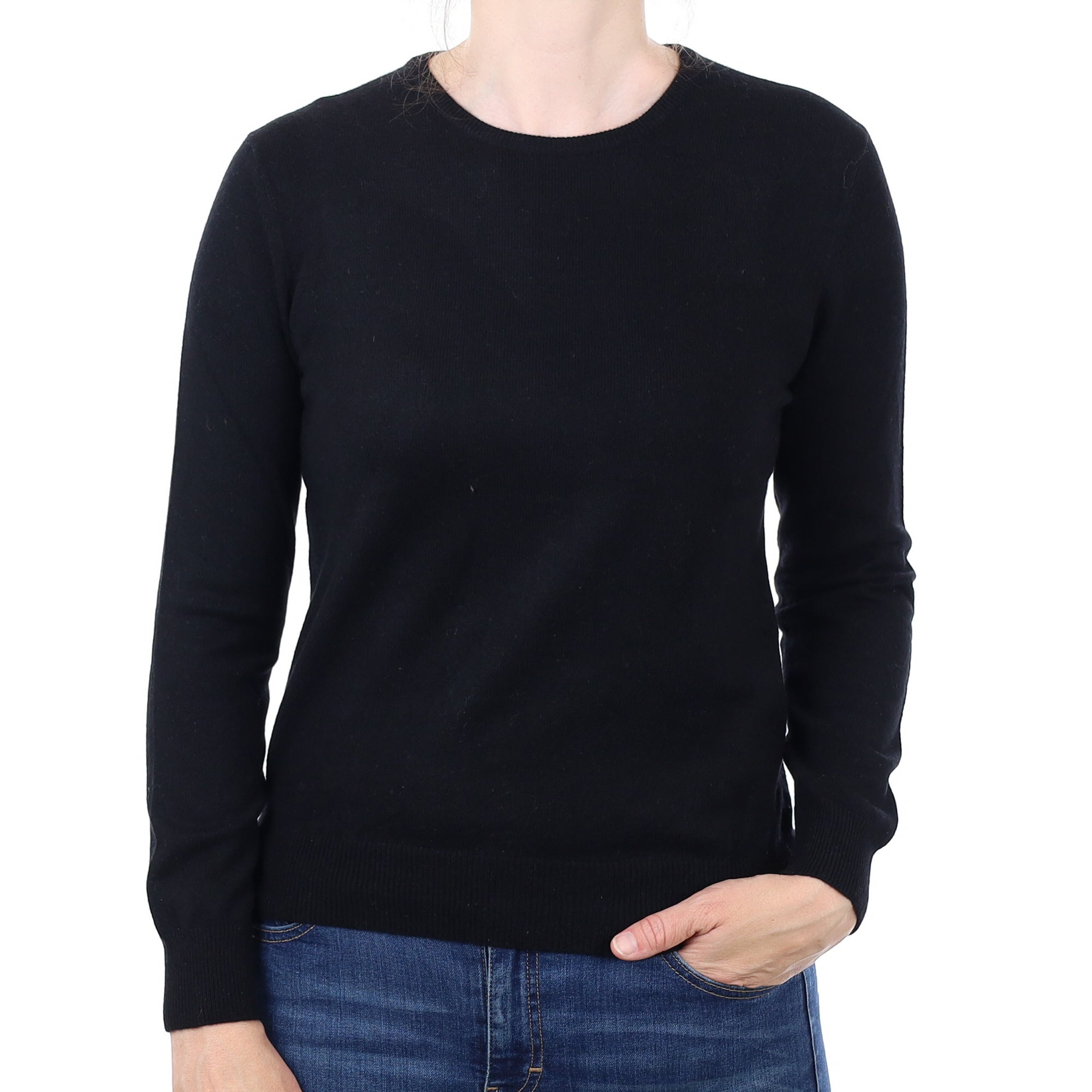 Black Cashmere Crew Neck Jumper Small