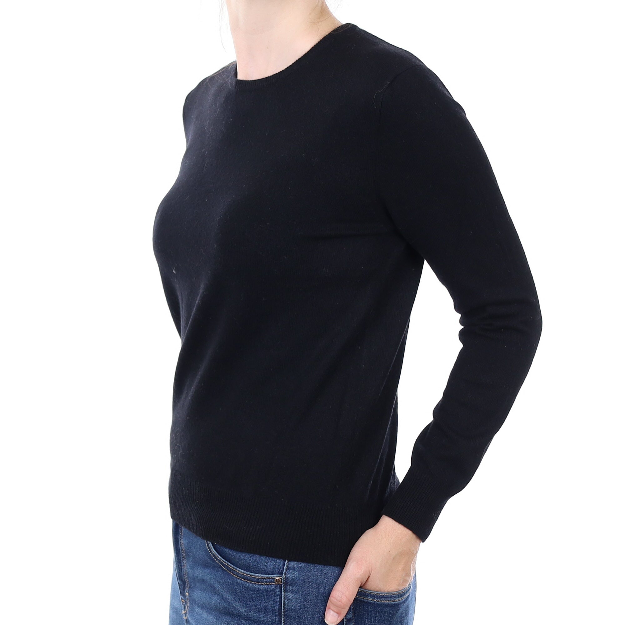 Black Cashmere Crew Neck Jumper Small