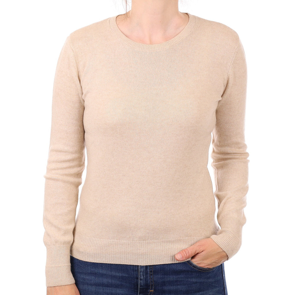 Fawn Cashmere Crew Neck Jumper Small