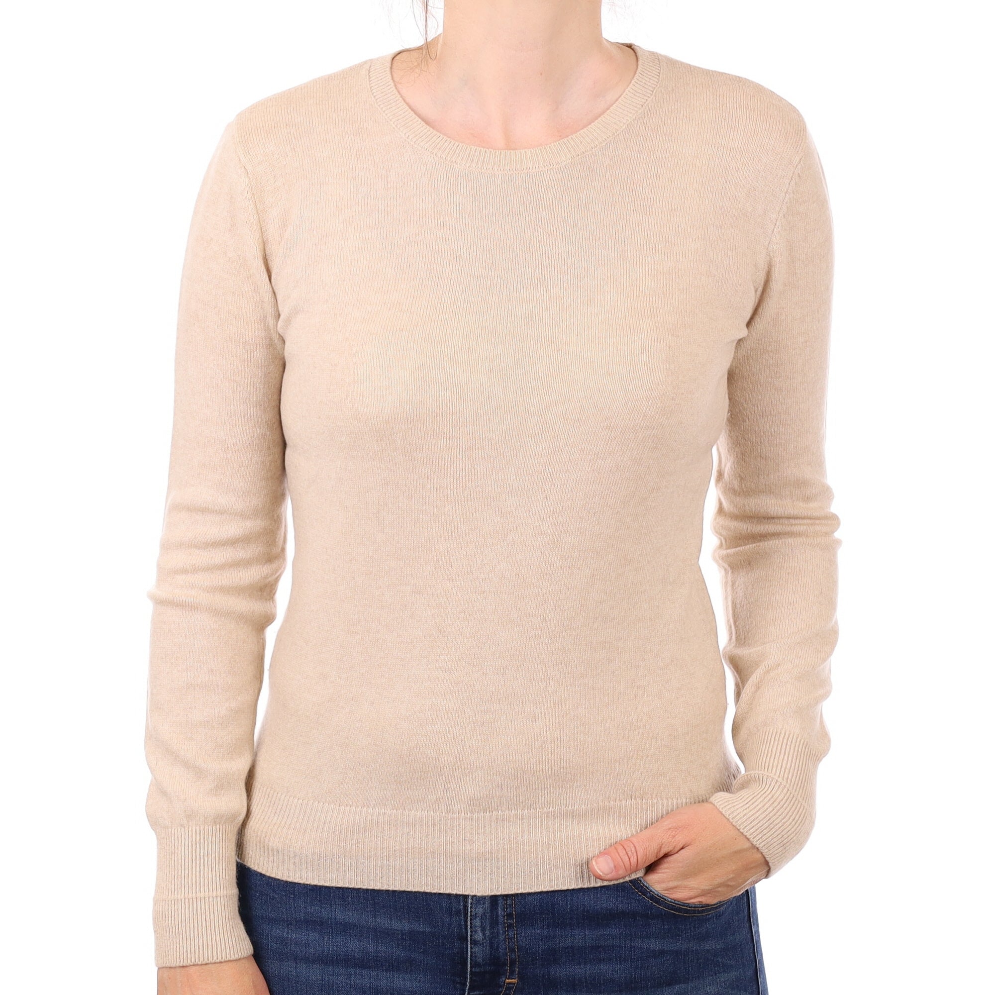 Fawn Cashmere Crew Neck Jumper Small