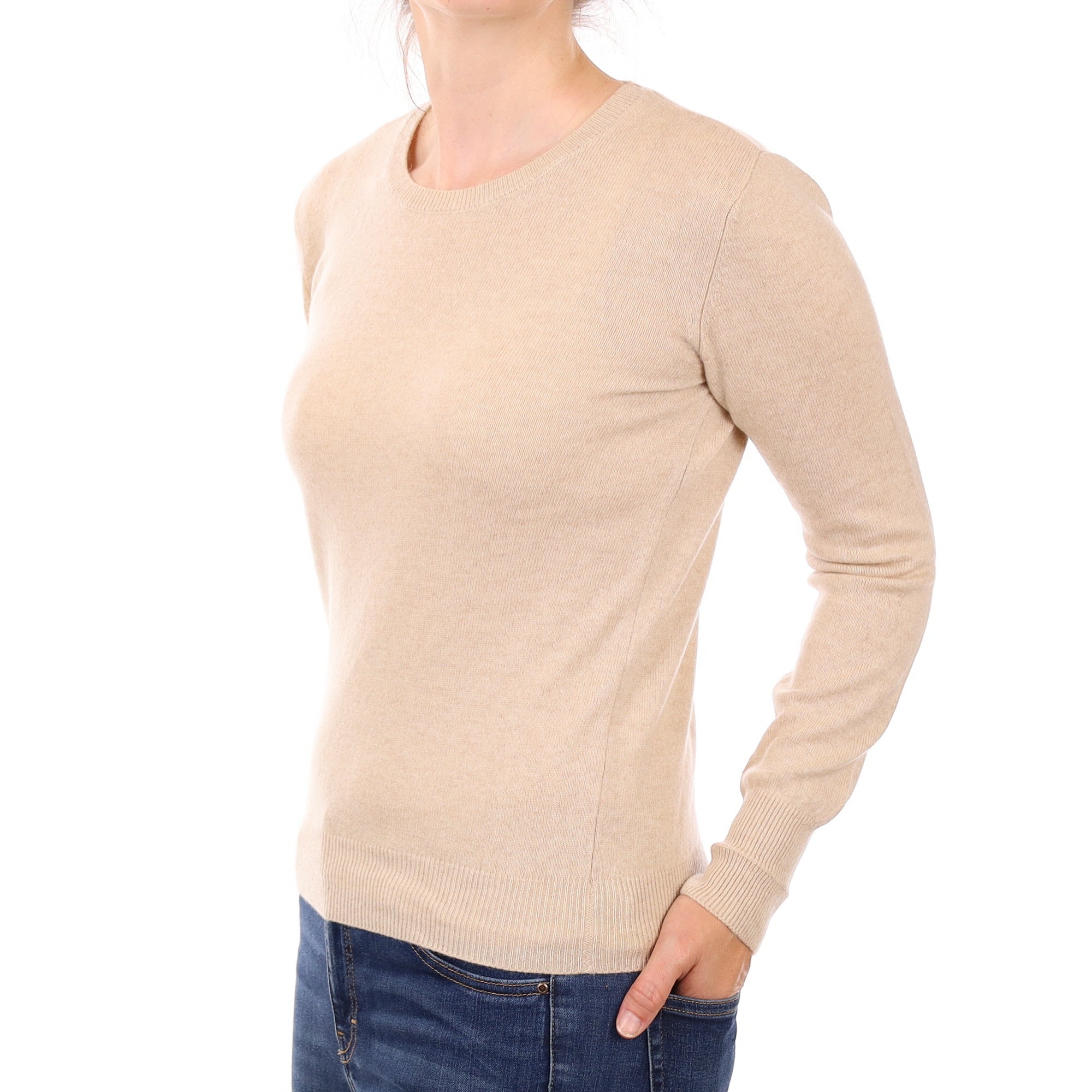 Fawn Cashmere Crew Neck Jumper Small