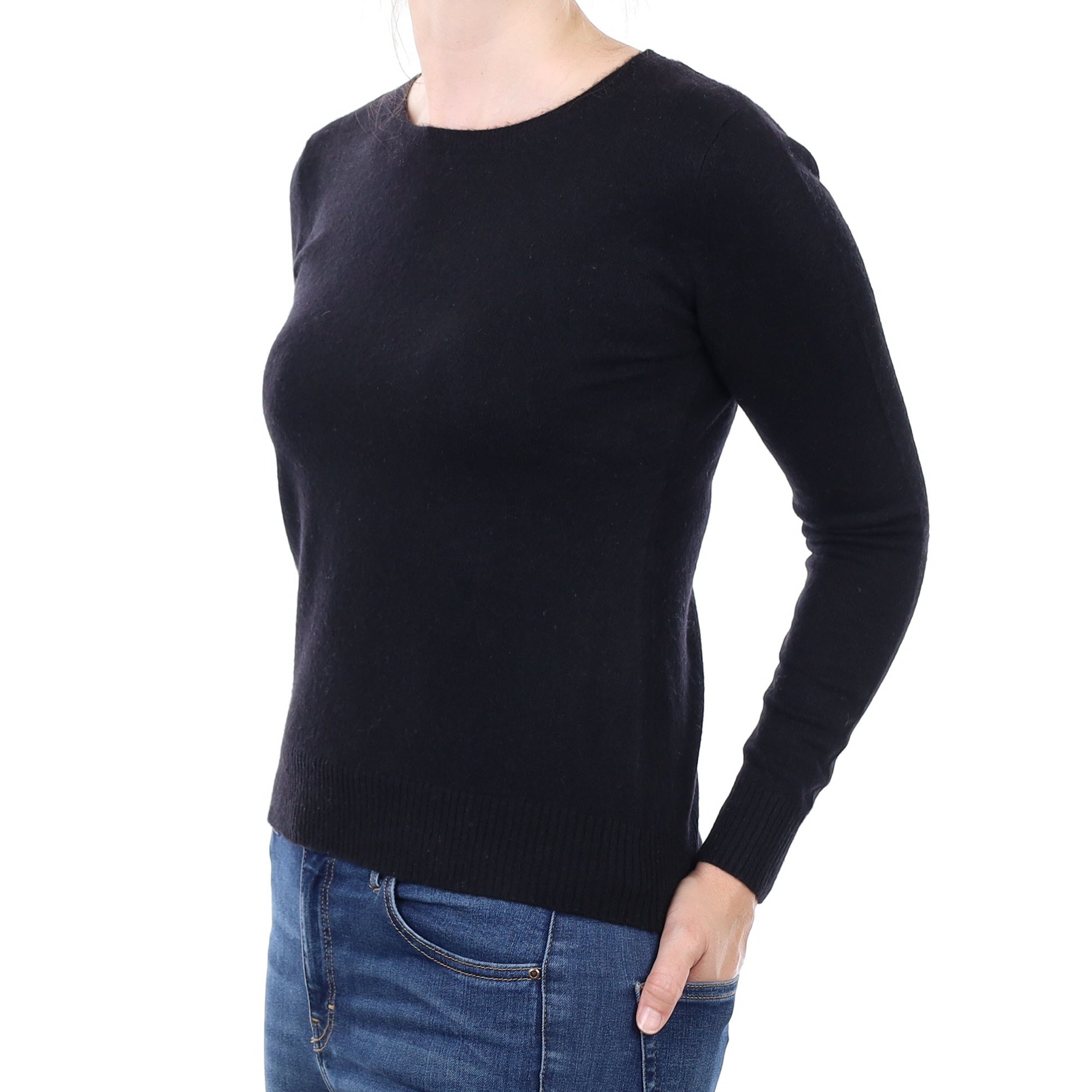 Black Cashmere Crew Neck Jumper Small