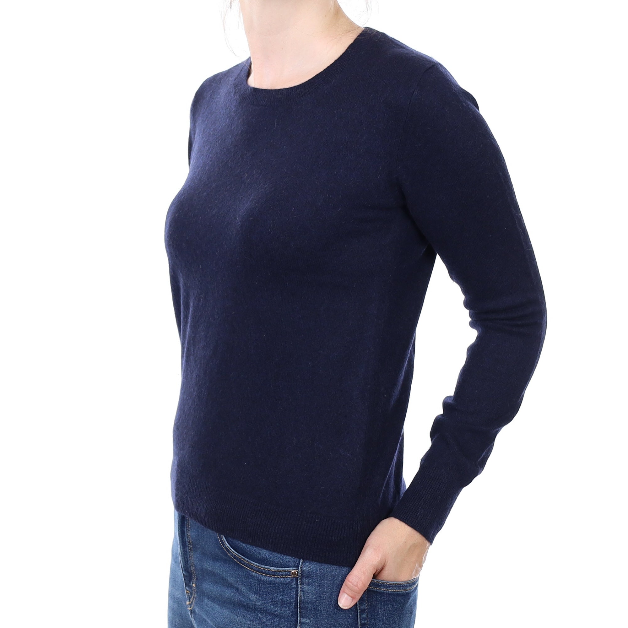 Navy Blue Cashmere Crew Neck Jumper Small
