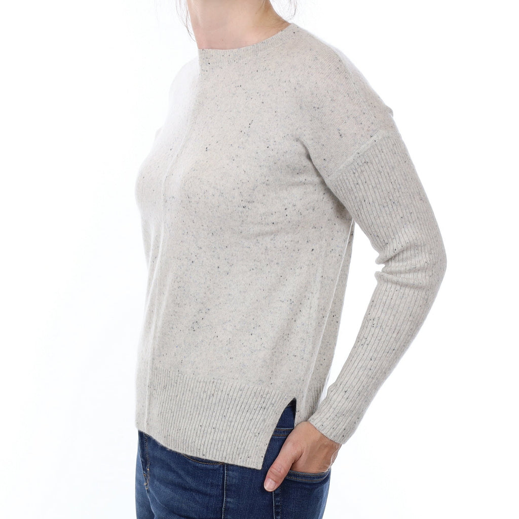Frost Grey Fleck Cashmere Crew Neck Jumper Small
