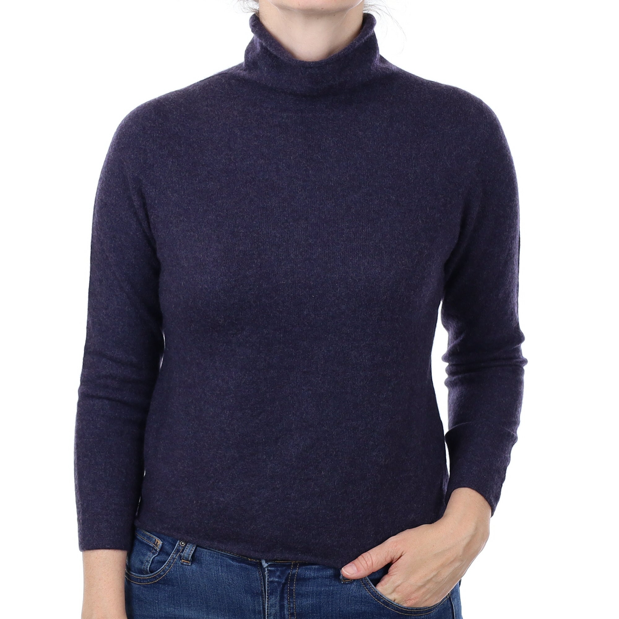 Midnight Blue Cashmere Funnel Neck Jumper Small