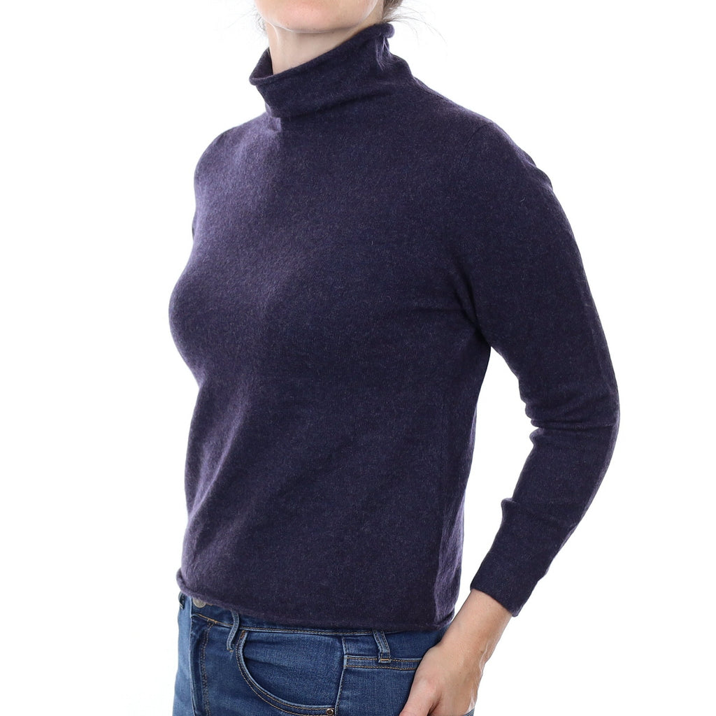 Midnight Blue Cashmere Funnel Neck Jumper Small