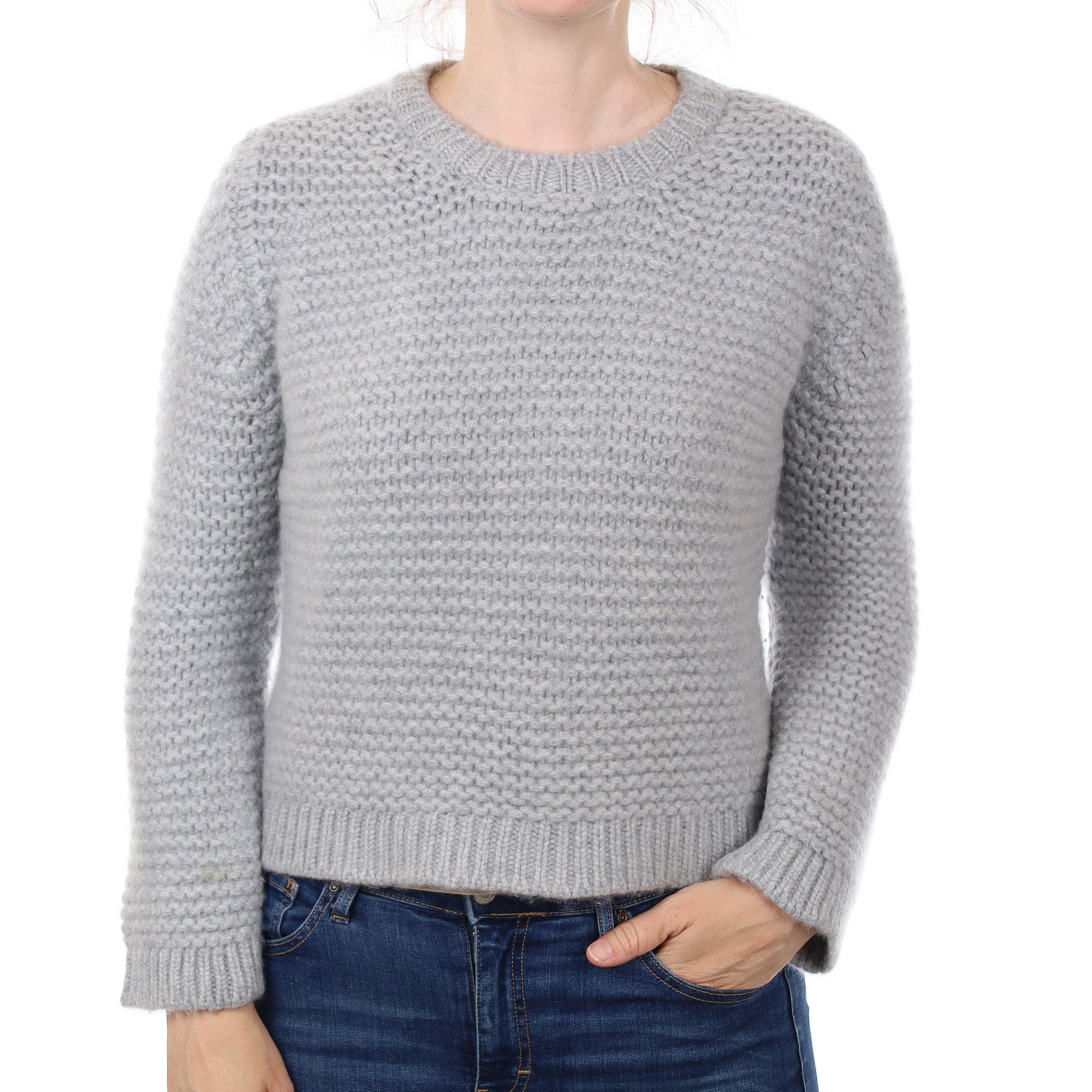 Scottish Dove Grey Extra Chunky Cashmere Crew Neck Jumper Small