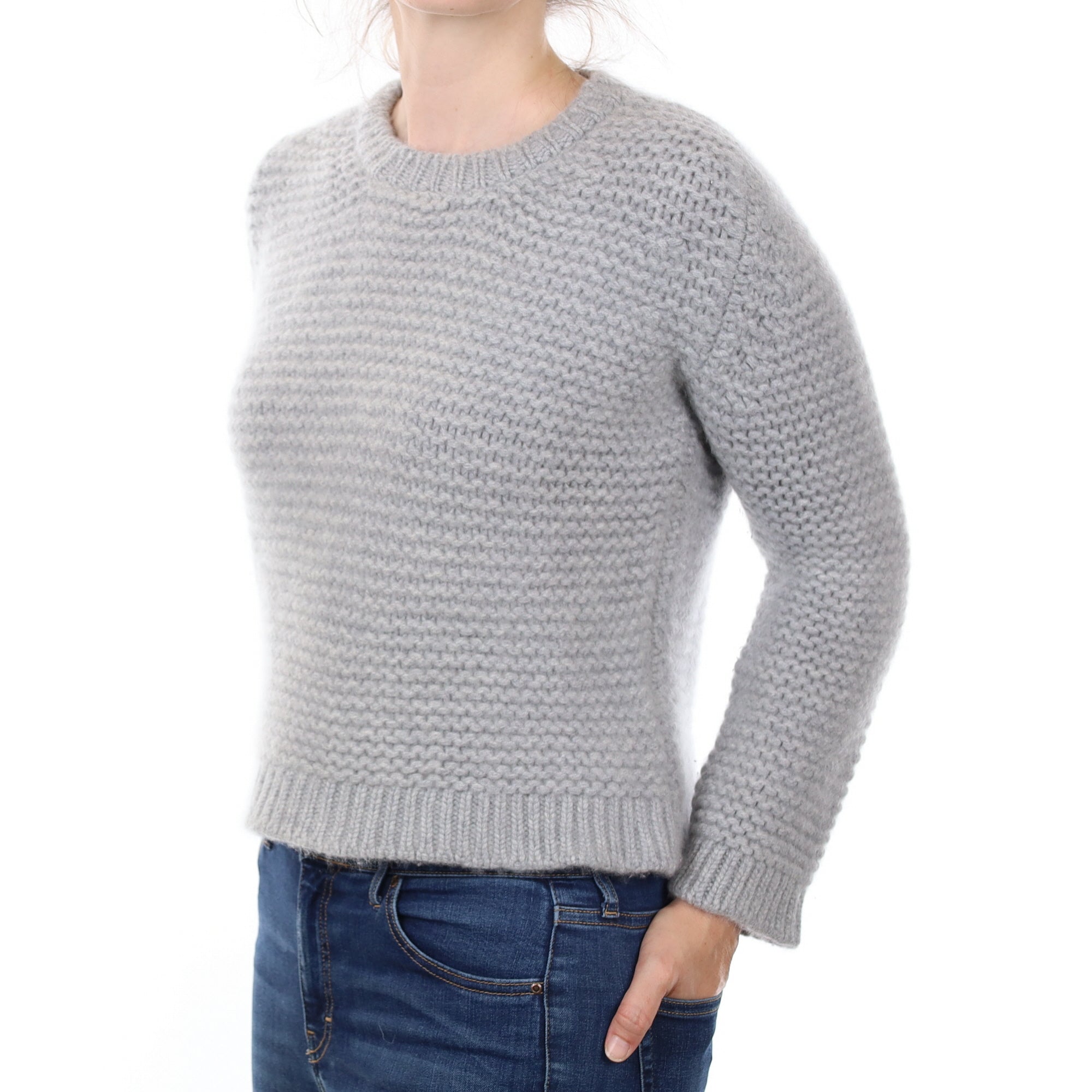 Scottish Dove Grey Extra Chunky Cashmere Crew Neck Jumper Small