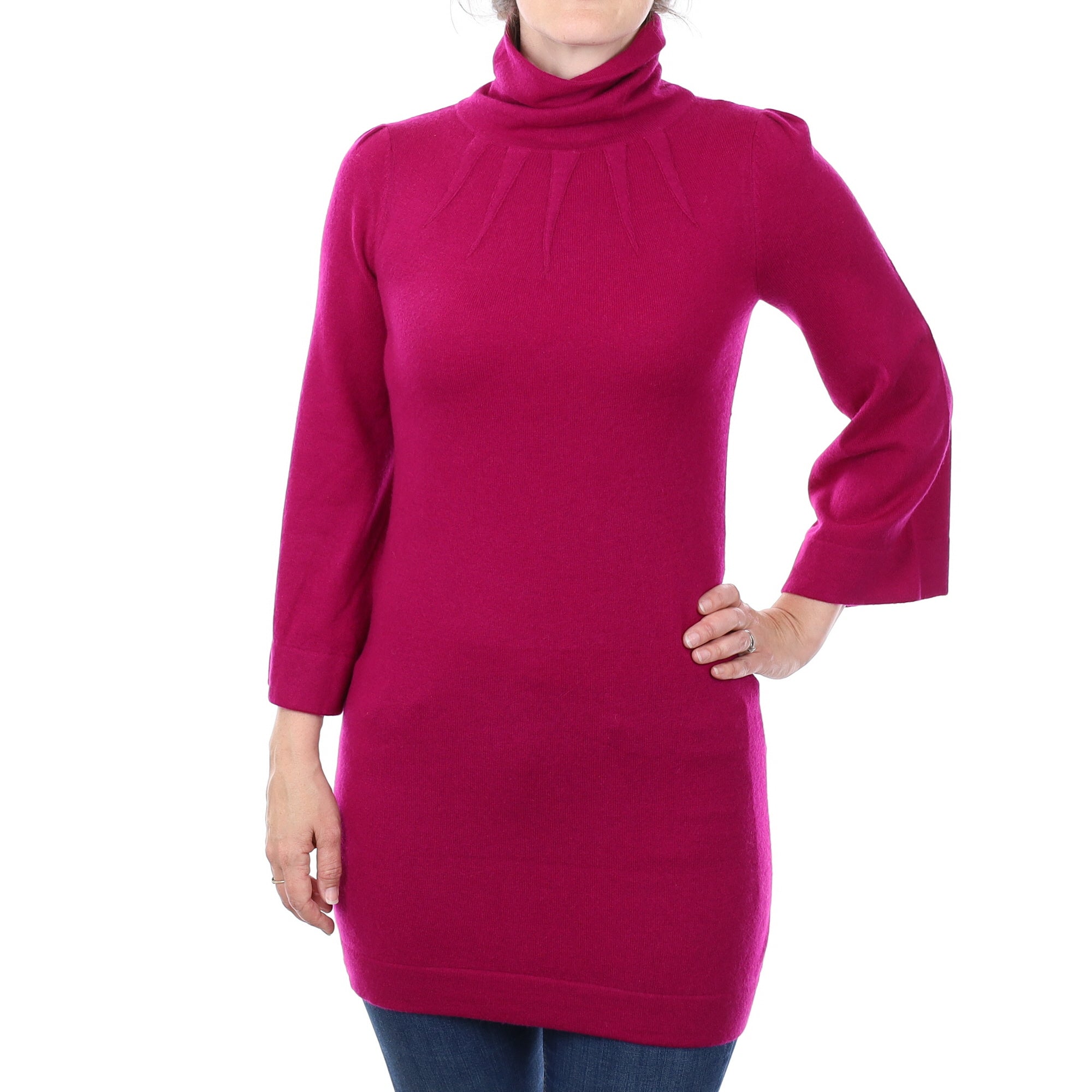 Diane von Furstenberg Magenta Cashmere Polo Neck Tunic Small