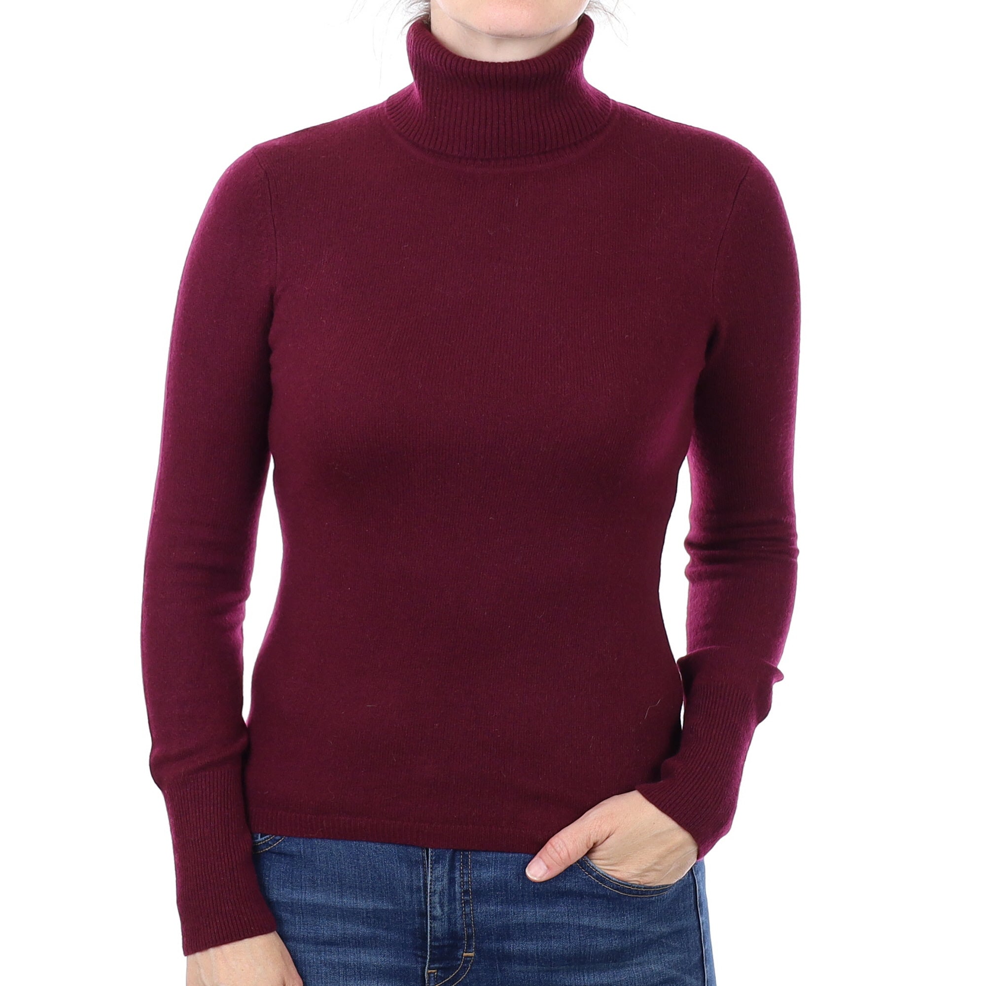 Mulberry Purple Cashmere Polo Neck Jumper Small