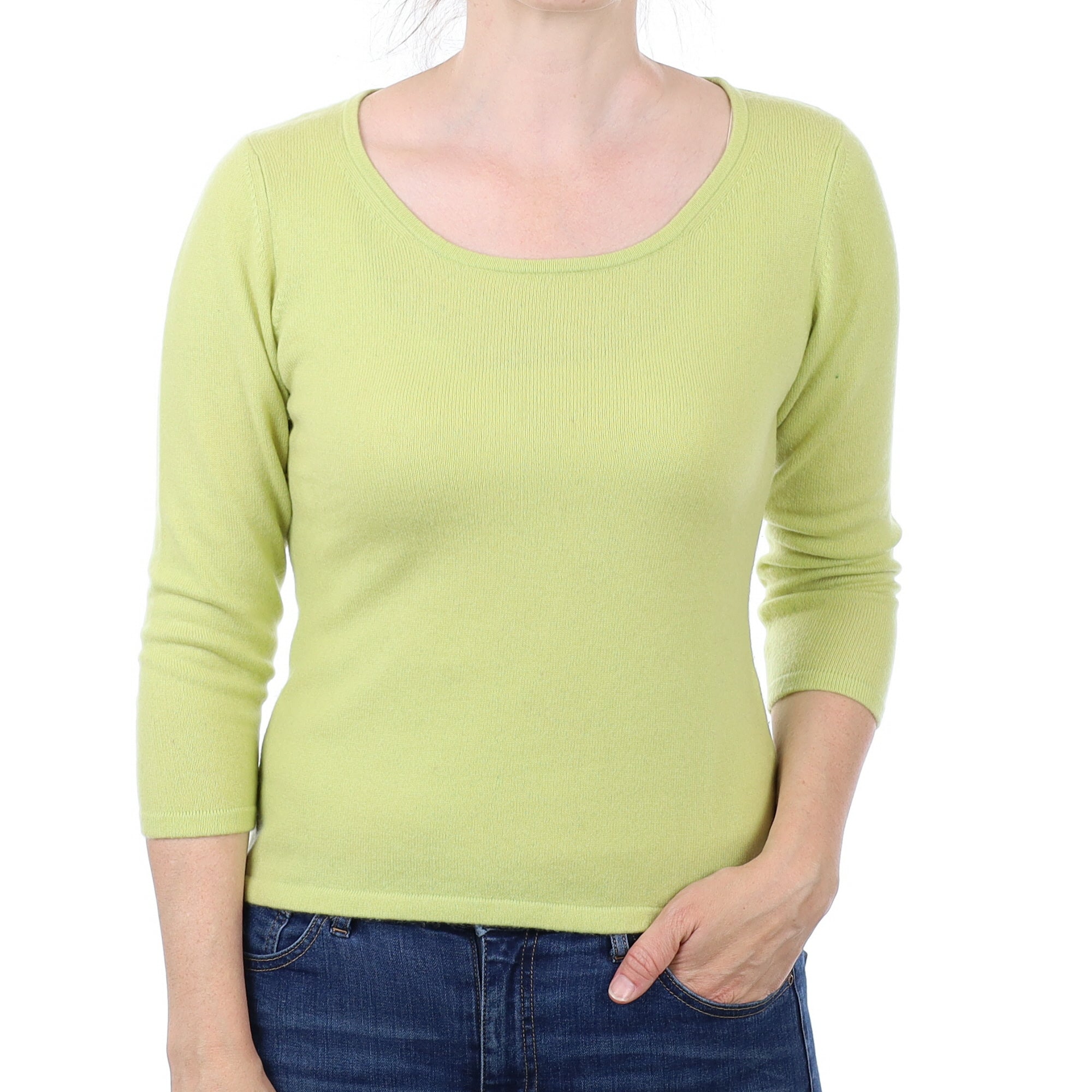 Chartreuse Cashmere Scoop Neck Jumper Small