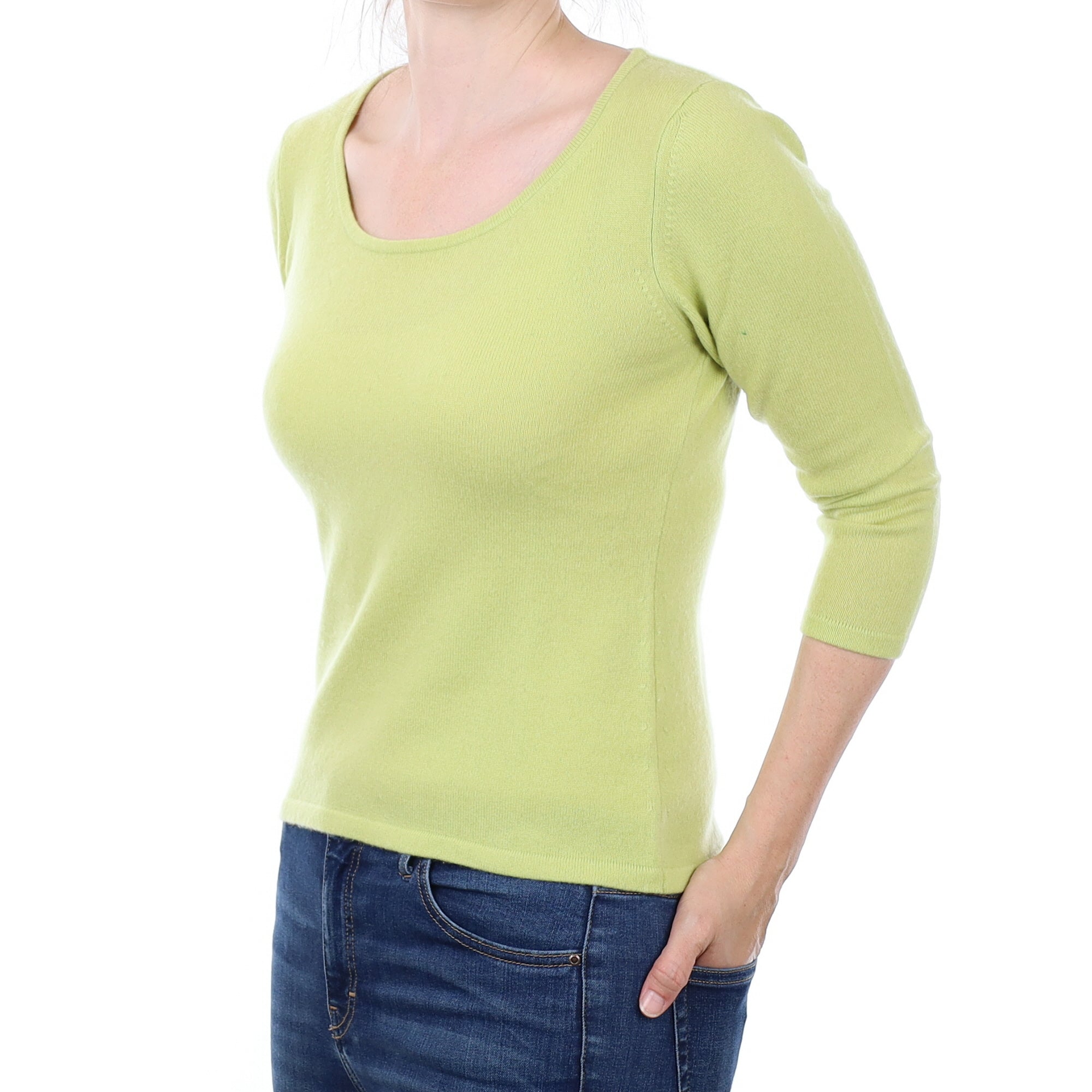 Chartreuse Cashmere Scoop Neck Jumper Small